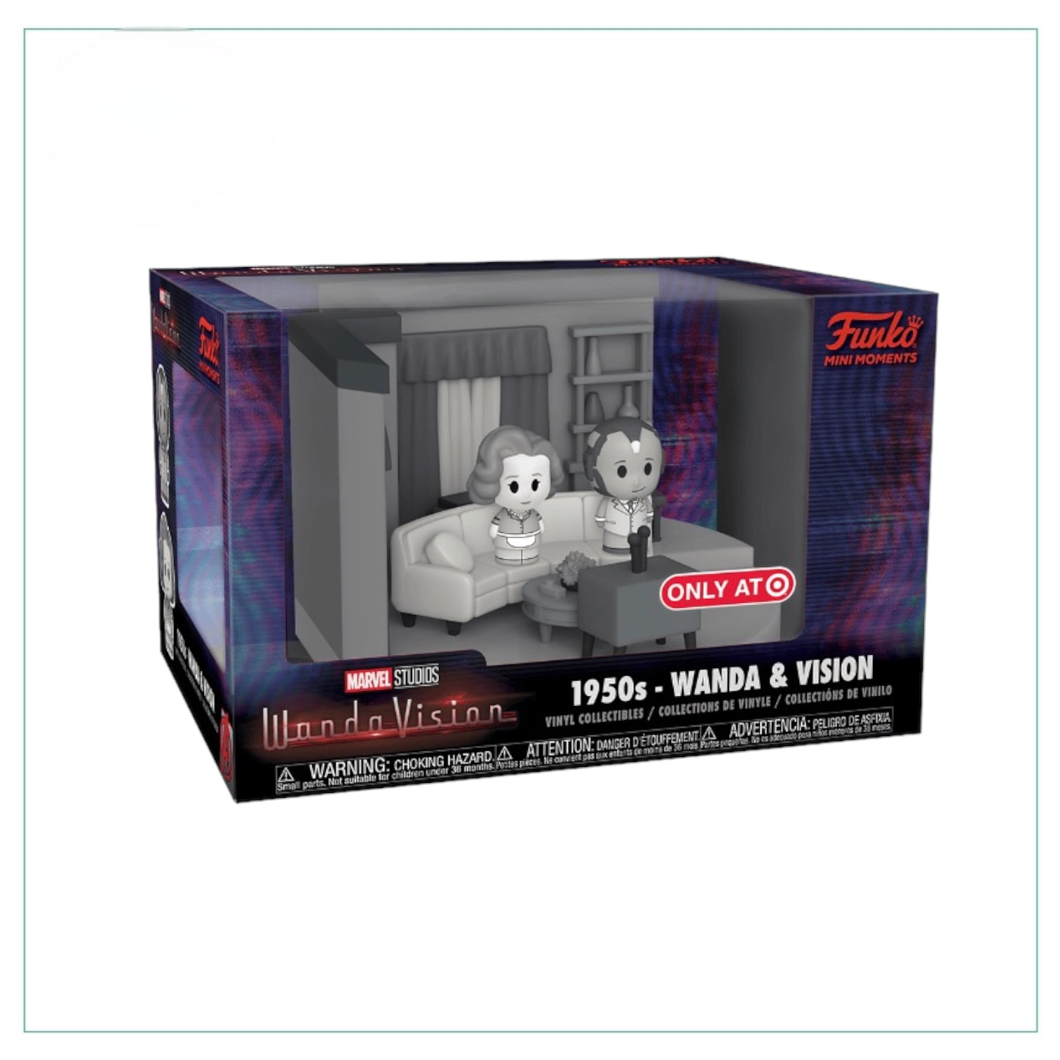 Target exclusive Funko Pop! featuring Wanda and Vision in a 1950s style from the Mini Moment Wandavision collection.