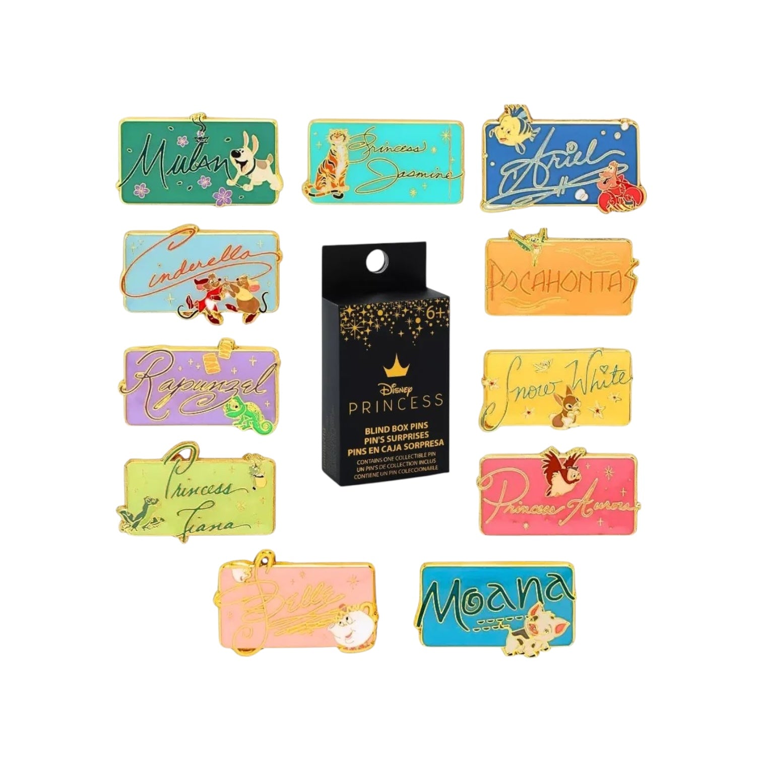 Princess Signature & Sidekicks Licence Plate Loungefly Blind Box Mystery Pins