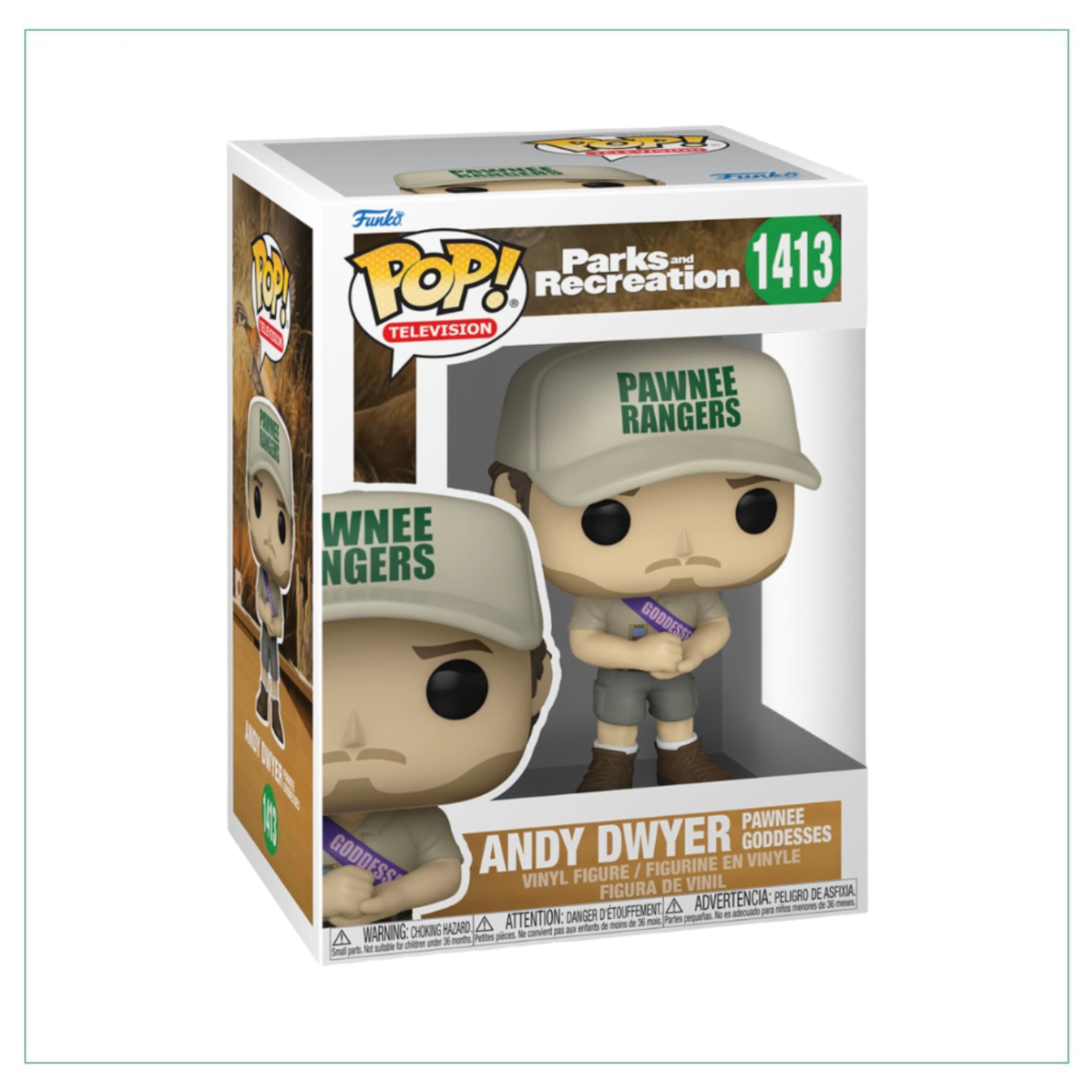 Andy Dwyer Funko Pop! figure (#1413) from Parks and Recreation, capturing his whimsical essence in a collectible design.