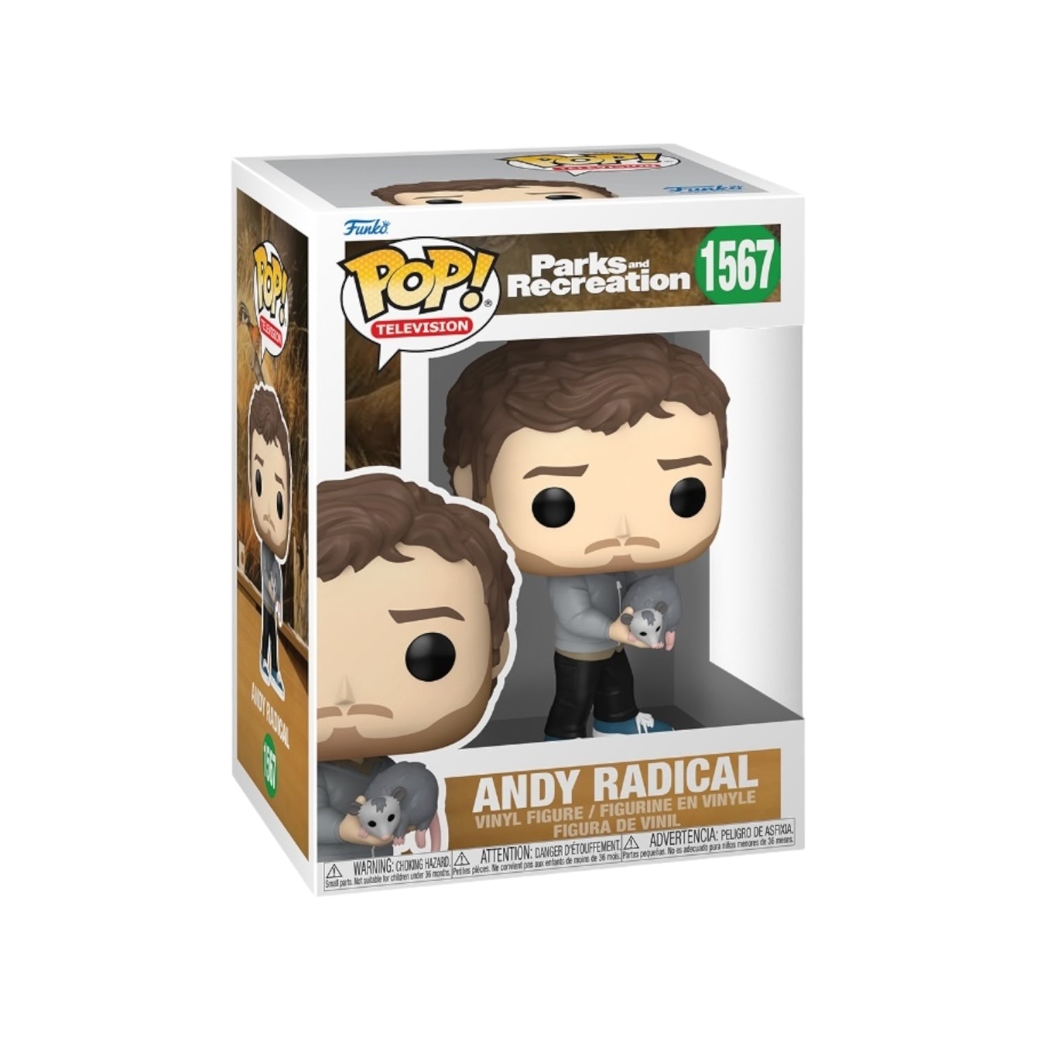 Funko Pop! figure of Andy Radical from Parks and Recreation, featuring his signature outfit and playful expression.
