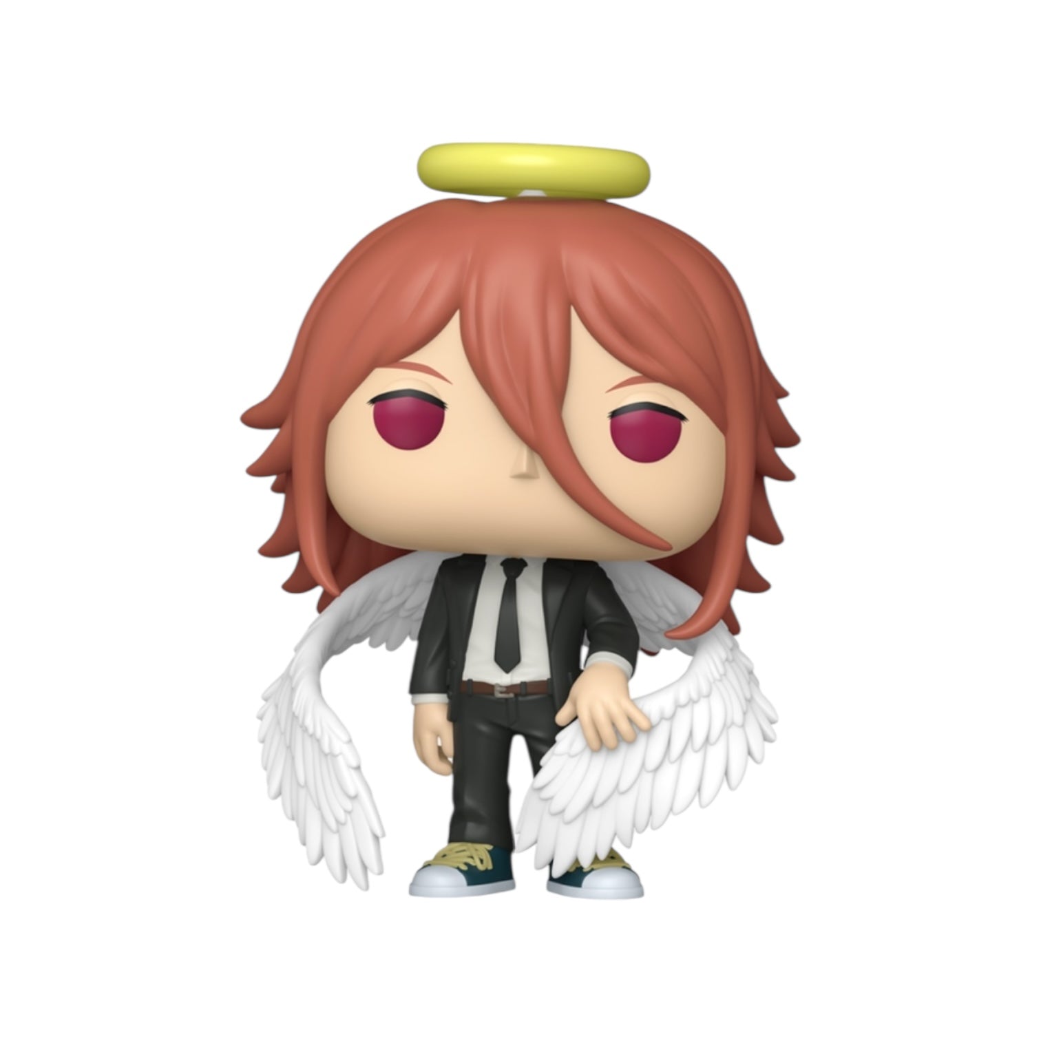 Funko Pop! vinyl figure of an angel character with red hair, wings, and a halo on a white background