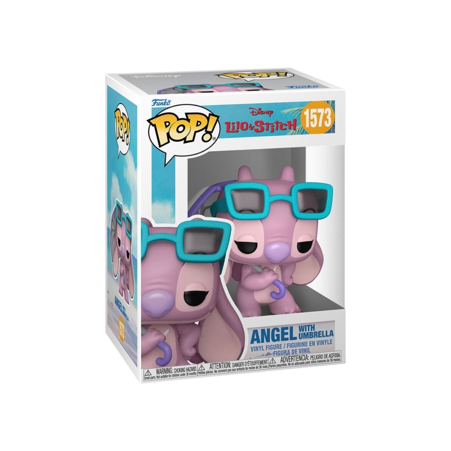 Funko Pop! vinyl figure of Angel with teal sunglasses from Lilo & Stitch in packaging
