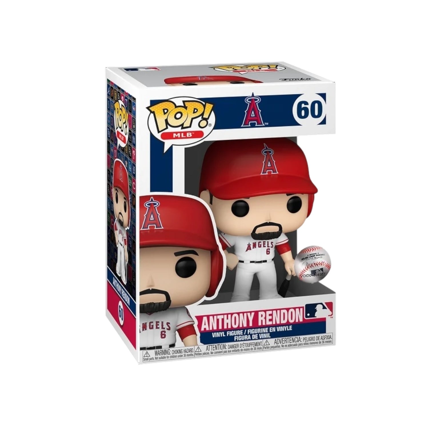 Anthony Rendon wearing "Angels" Baseball Uniform number 6 wearing a red A hat and holding a bat.