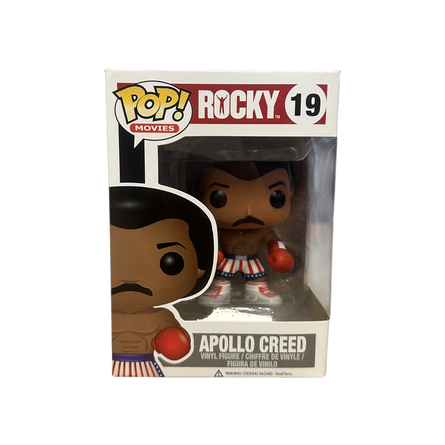 Funko Pop! Apollo Creed figure in packaging with Rocky branding