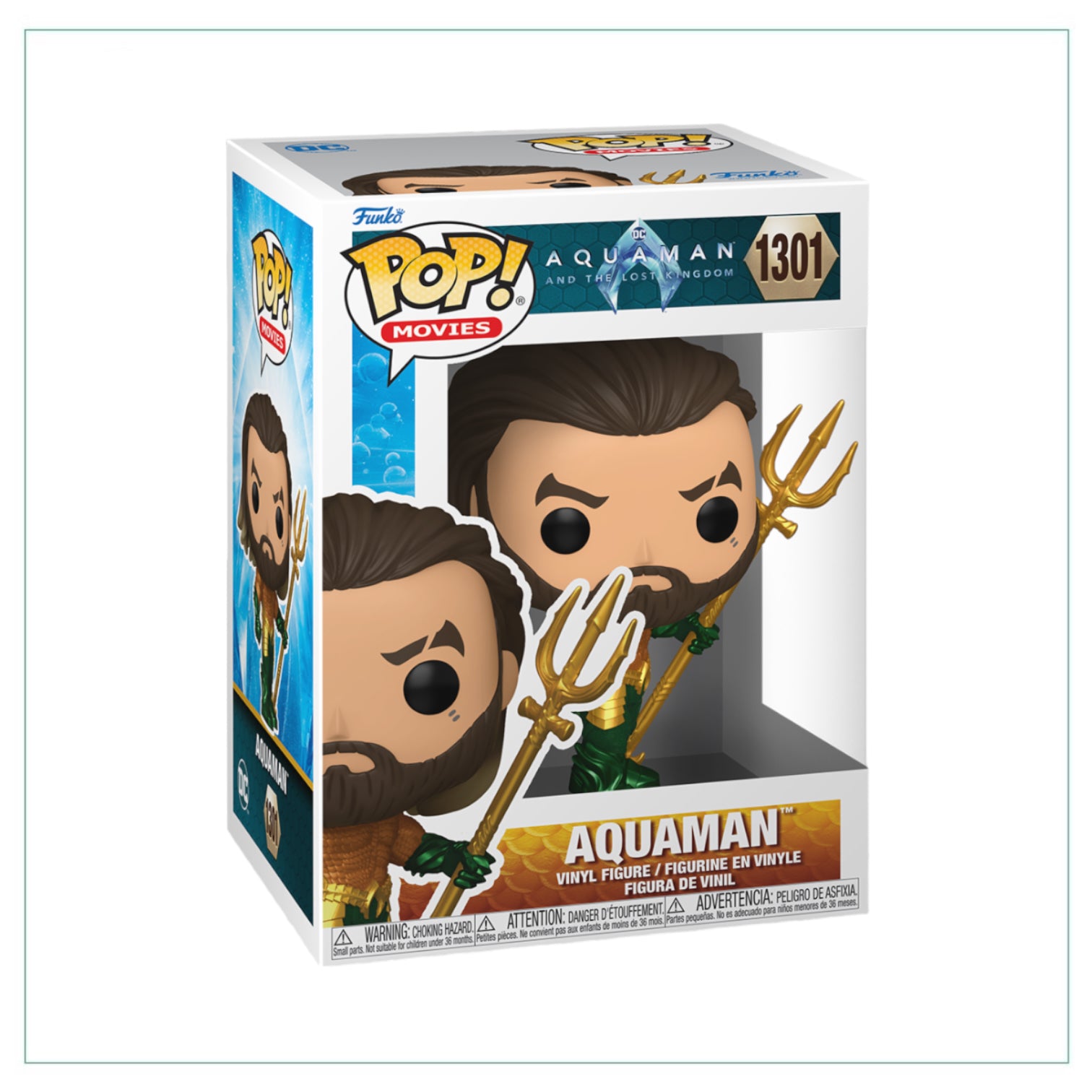 Funko Pop! figure of Aquaman in his hero suit from Aquaman & The Lost Kingdom, showcasing vibrant colors and intricate details.