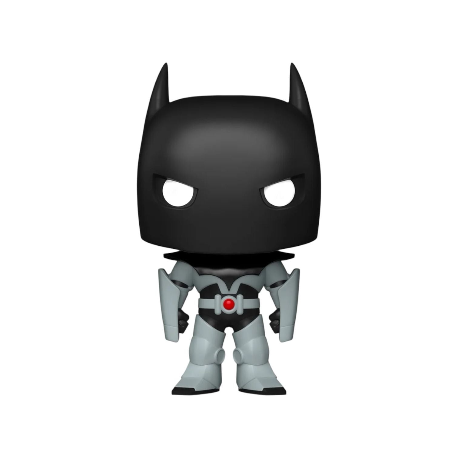 Batman action figure with black mask and gray suit on a white background