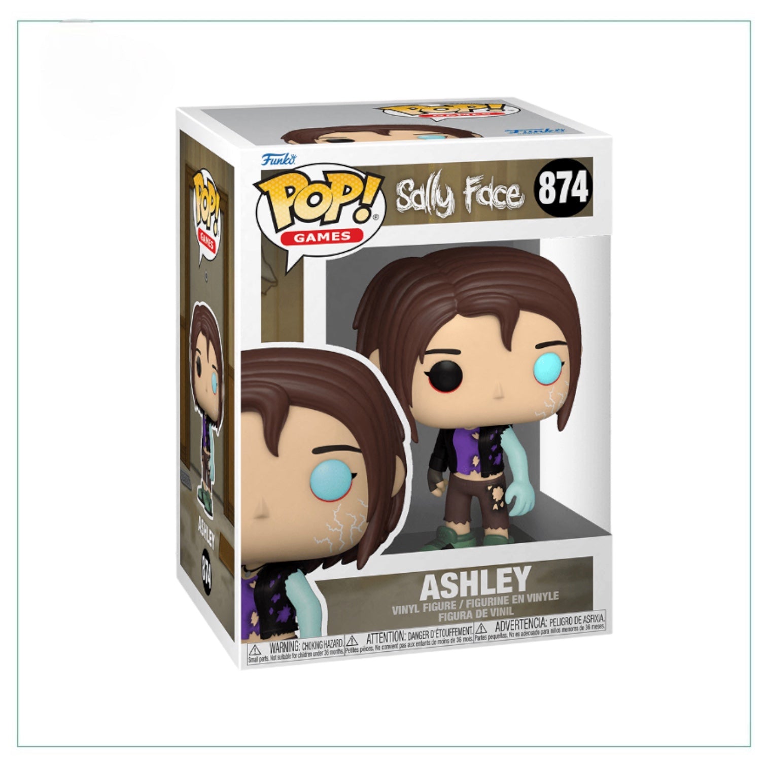 Funko Pop! figure of Ashley Campbell #874 from Sally Face, featuring her signature outfit and unique hairstyle.