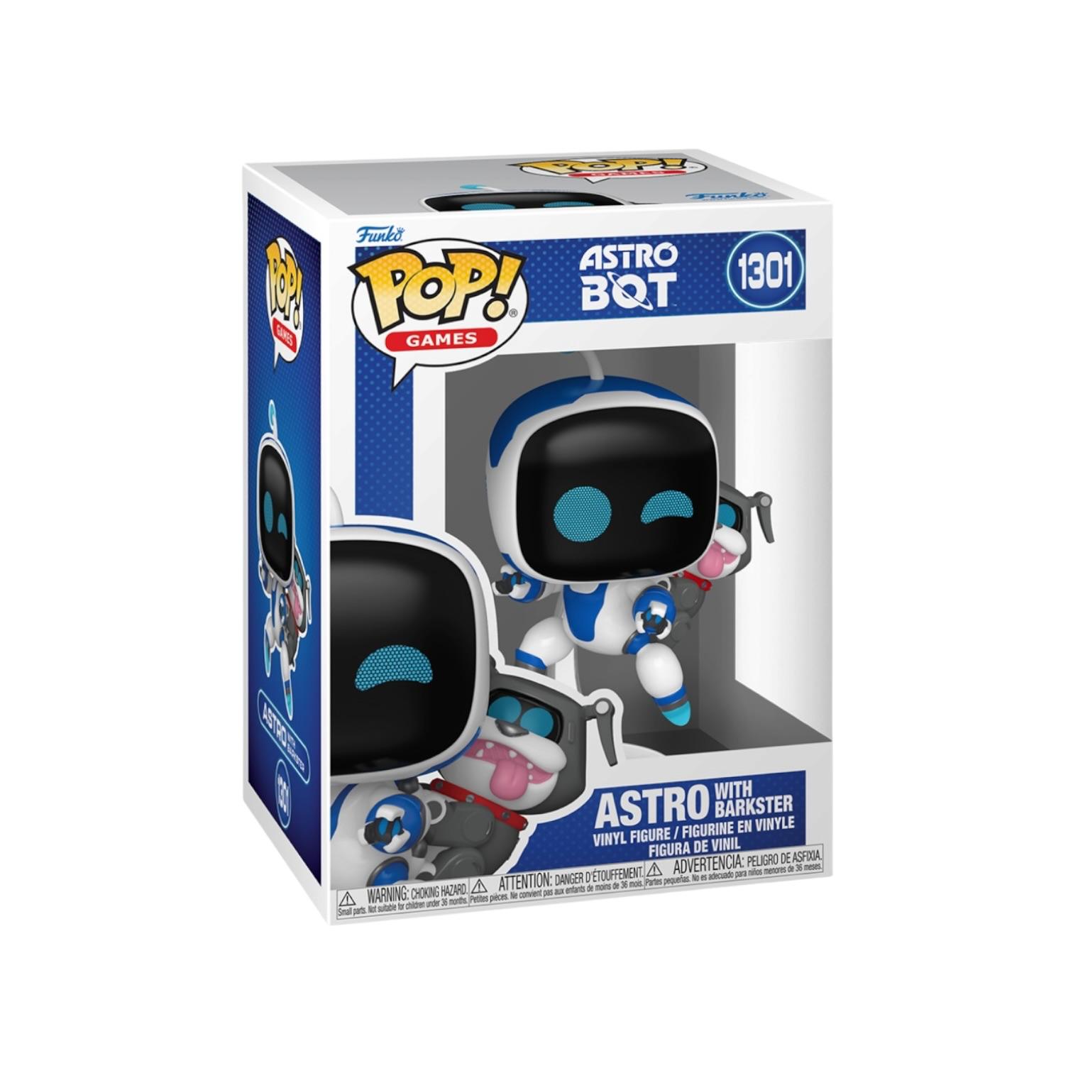 Funko Pop! vinyl figure packaging for Astro Bot with Astro and a robot on a white background