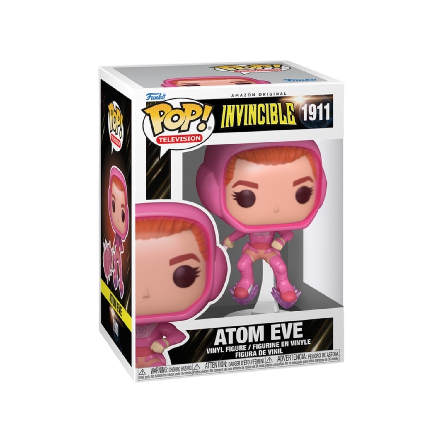 Funko Pop! vinyl figure packaging for Atom Eve from Invincible 1911 on a white background