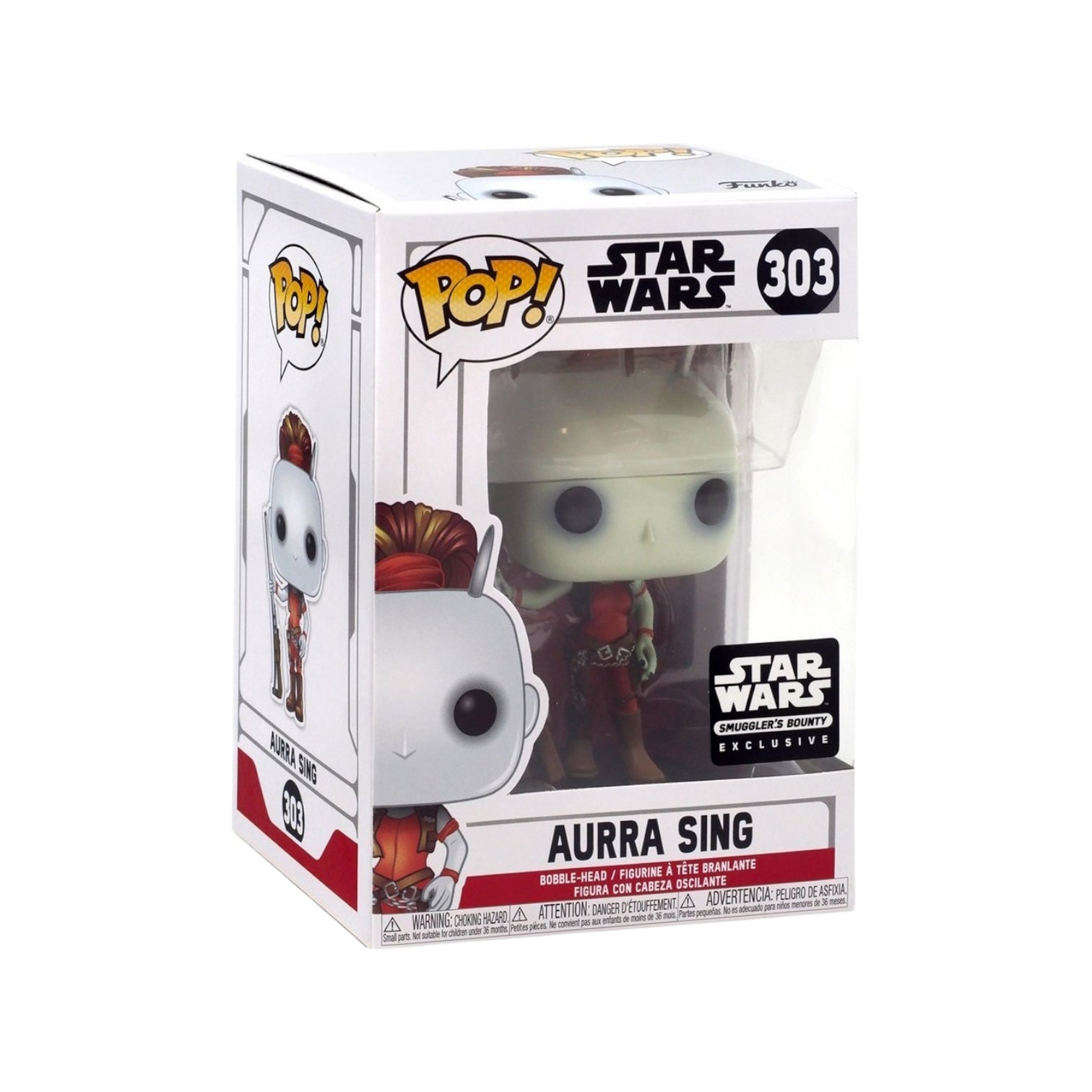 Aurra Sing #303 Funko Pop! figure, a Star Wars Smugglers Bounty Exclusive, featuring her iconic look and unique pose.