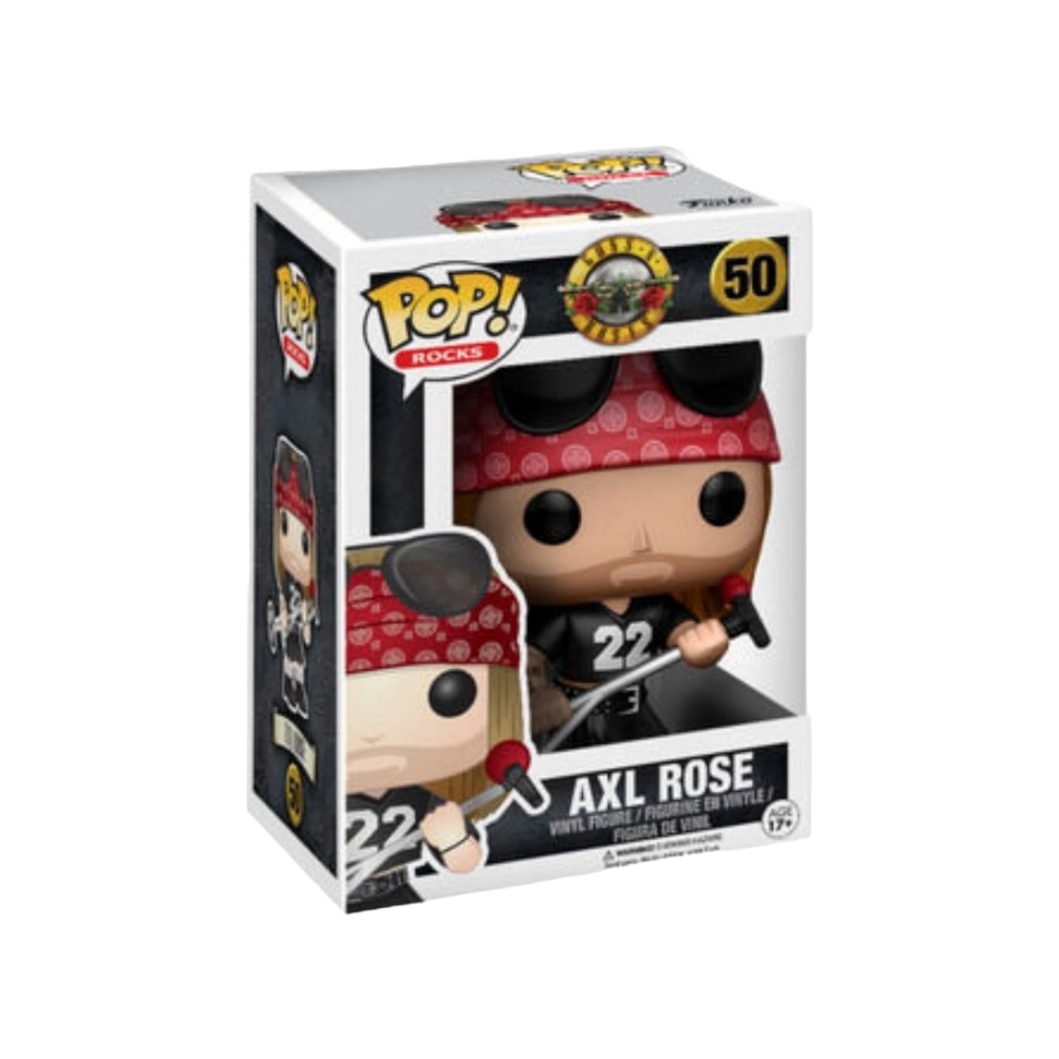 Funko Pop! #50 of Axl Rose, capturing the legendary Guns N' Roses singer in a vibrant collectible figure.