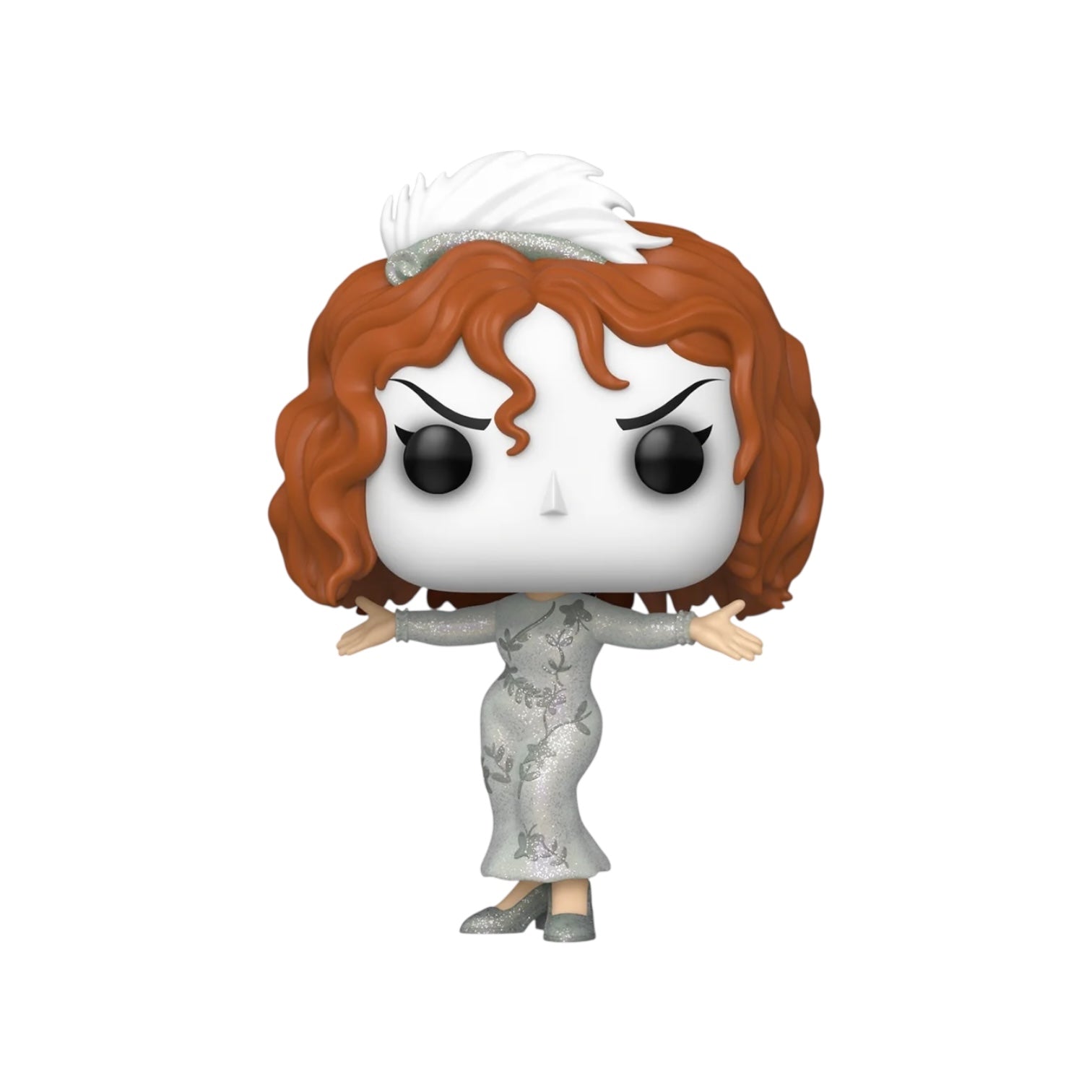 Funko Pop! vinyl figure of a character with brown hair and a silver dress on a white background