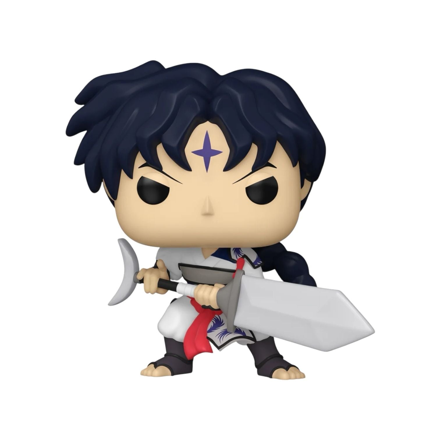 Bankotsu Funko Pop , wearing a white robe and hold a large sword