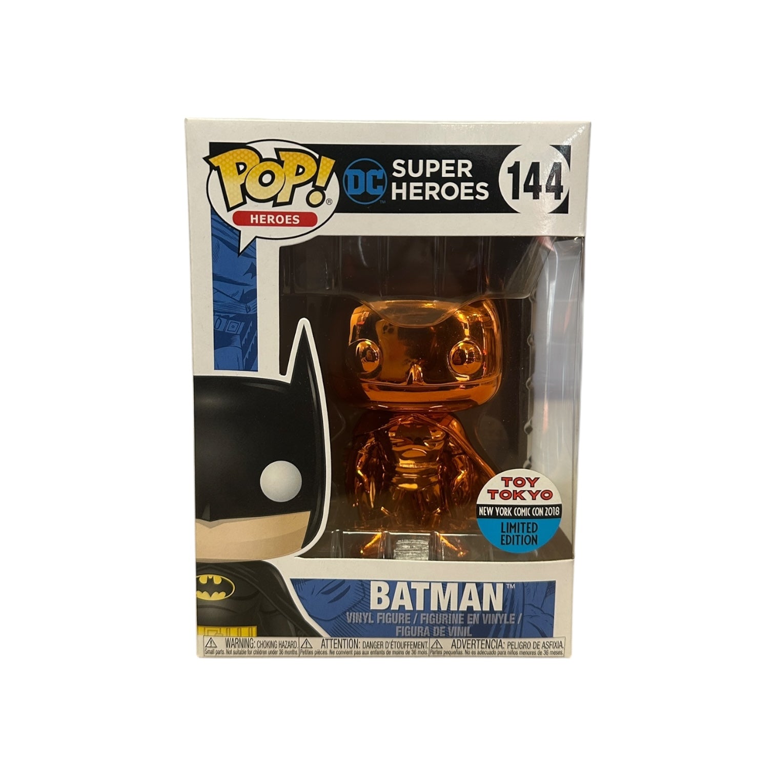 Funko Pop! Batman figure packaging with DC Super Heroes branding