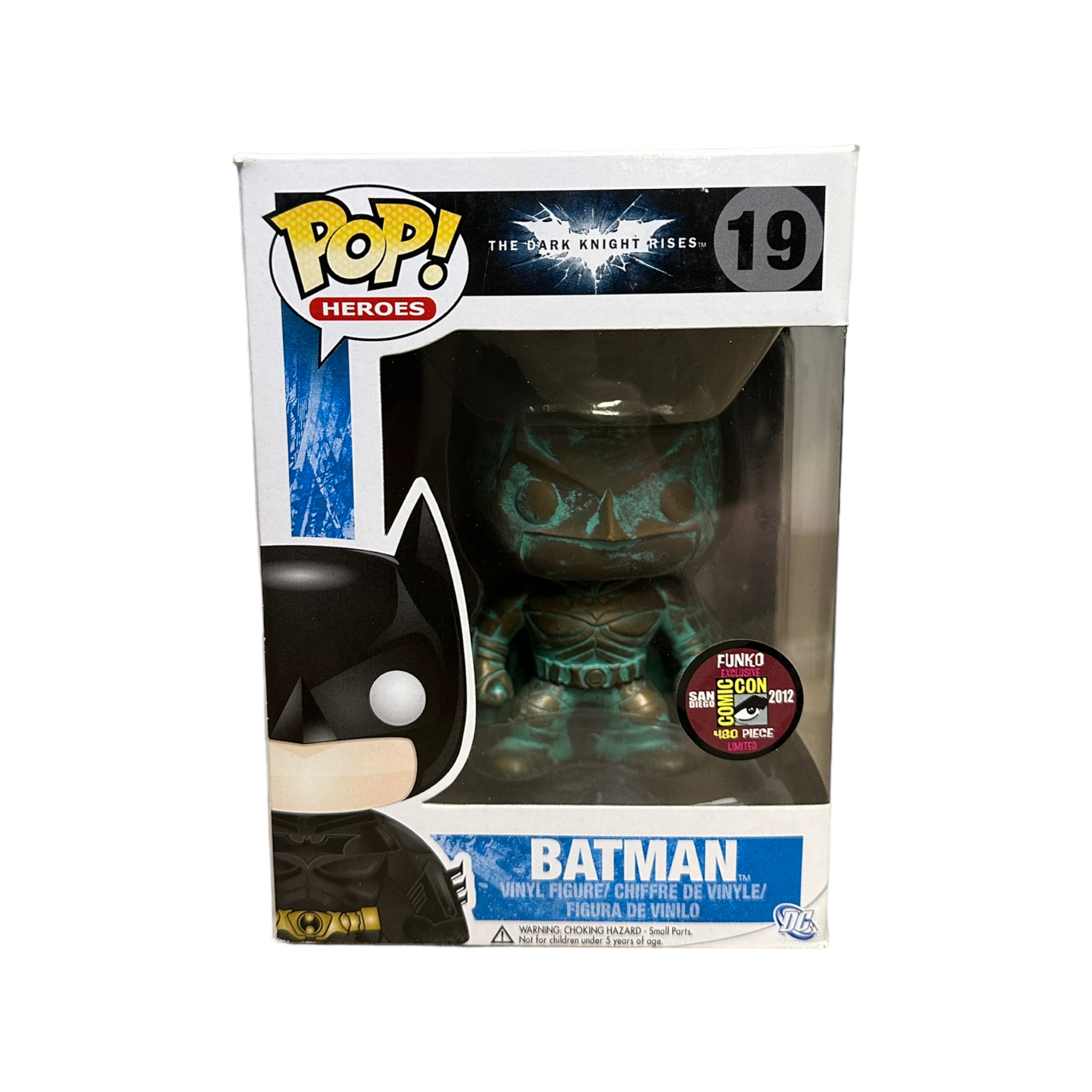 Funko Pop! Batman #19 (Patina) from The Dark Knight Rises, SDCC 2012 Exclusive, limited edition of 480, condition 7.5/10.