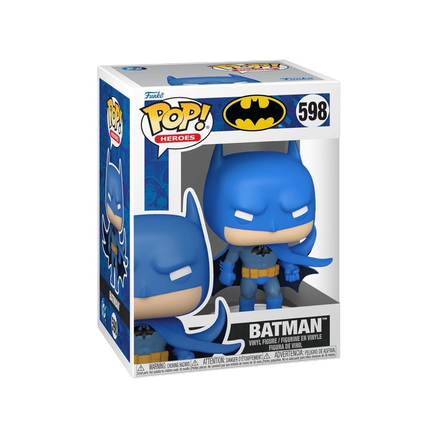Funko Pop figure of Batman from DC Comics: New Classics, featuring the iconic superhero in a stylized design.