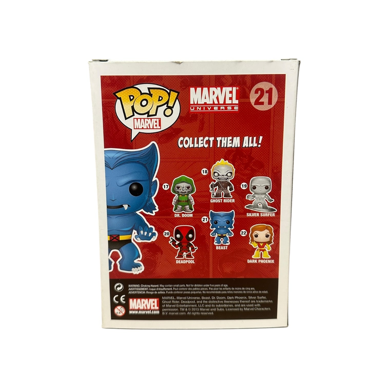Marvel Pop! Beast vinyl figure packaging with character illustrations on a white background