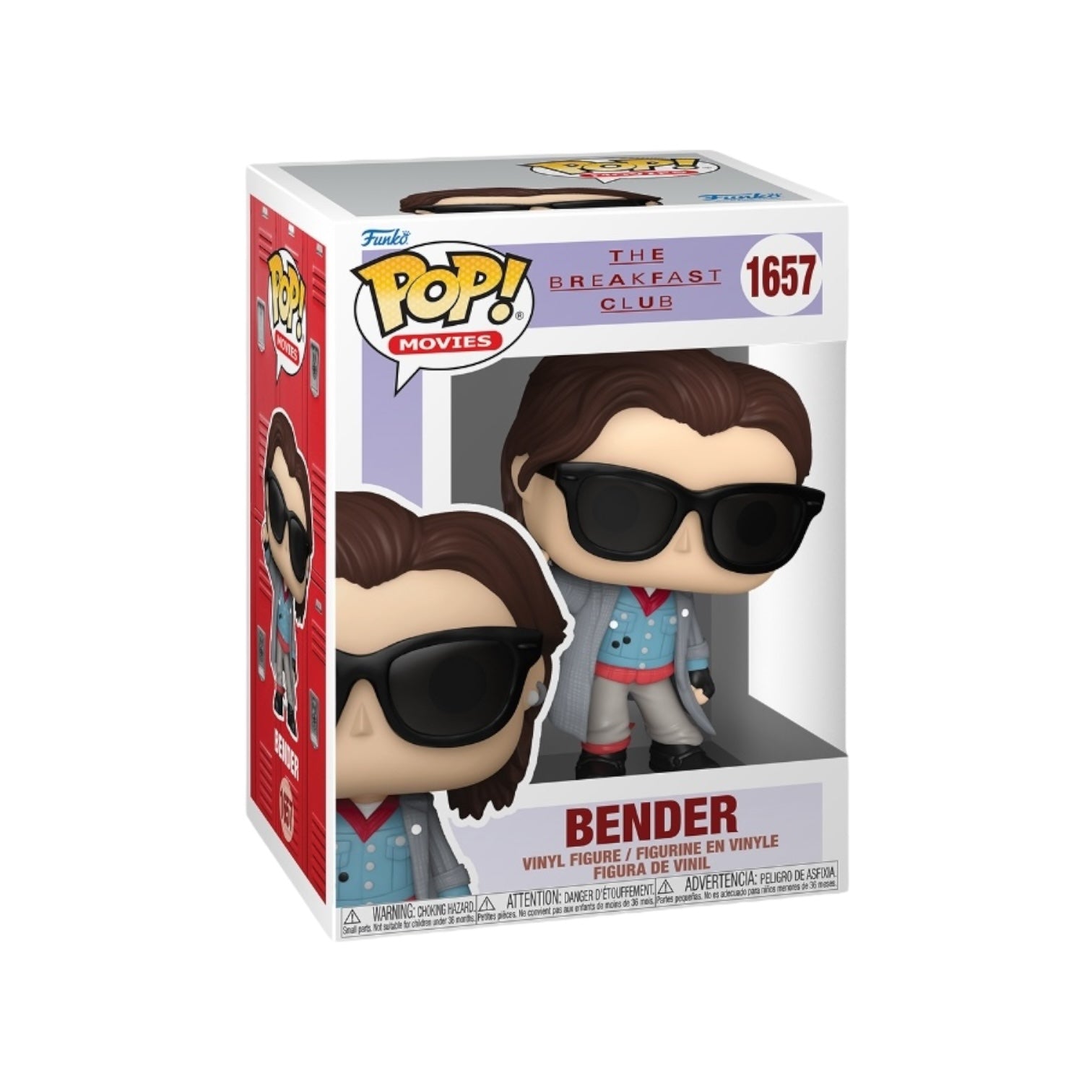 Bender wearing a long trench coat and sun glasses, posing with his left arm up like he is punching the air