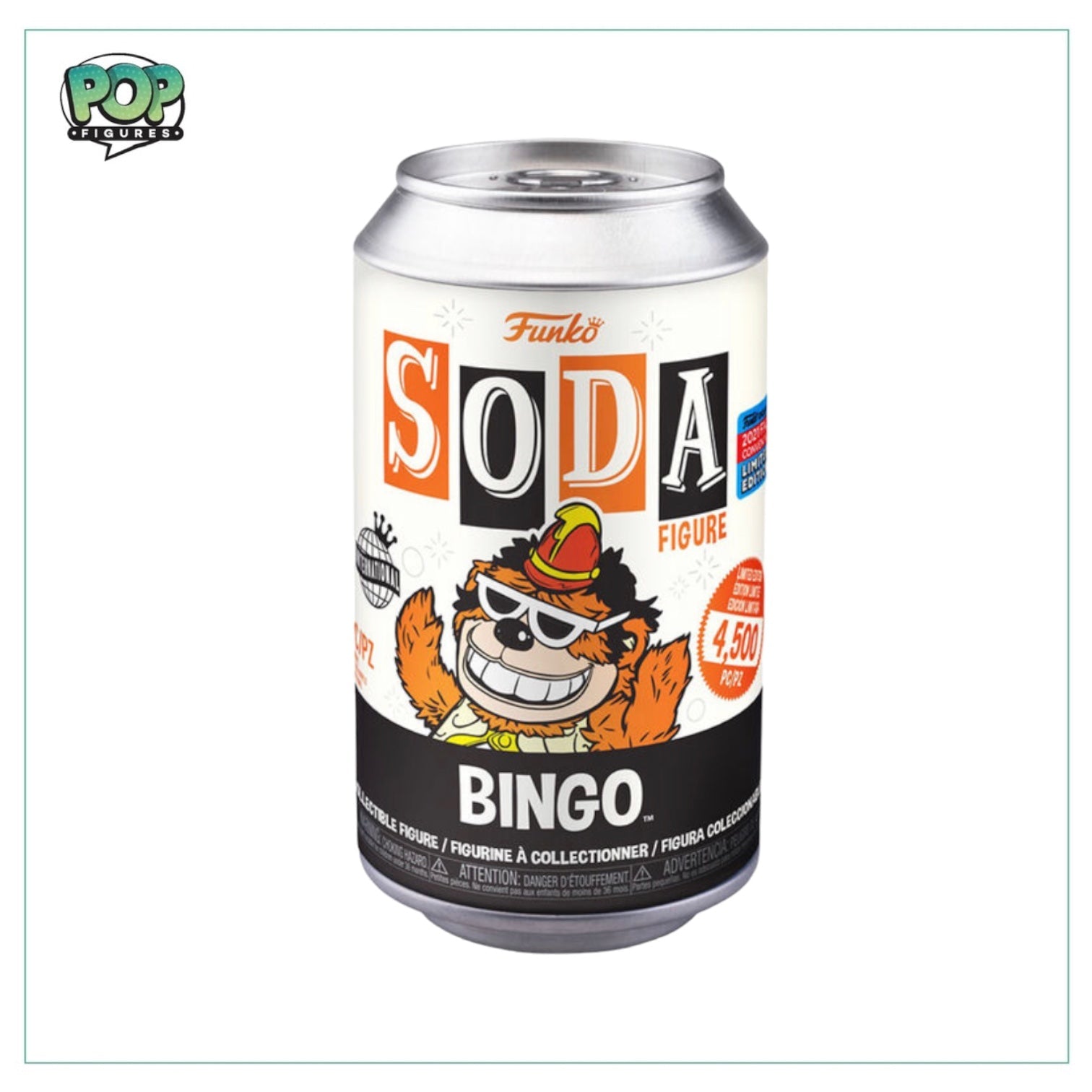 Bingo Funko Soda Vinyl Figure from The Banana Splits, NYCC 2021 Exclusive, limited to 4500 pieces, with a chance of chase variant.