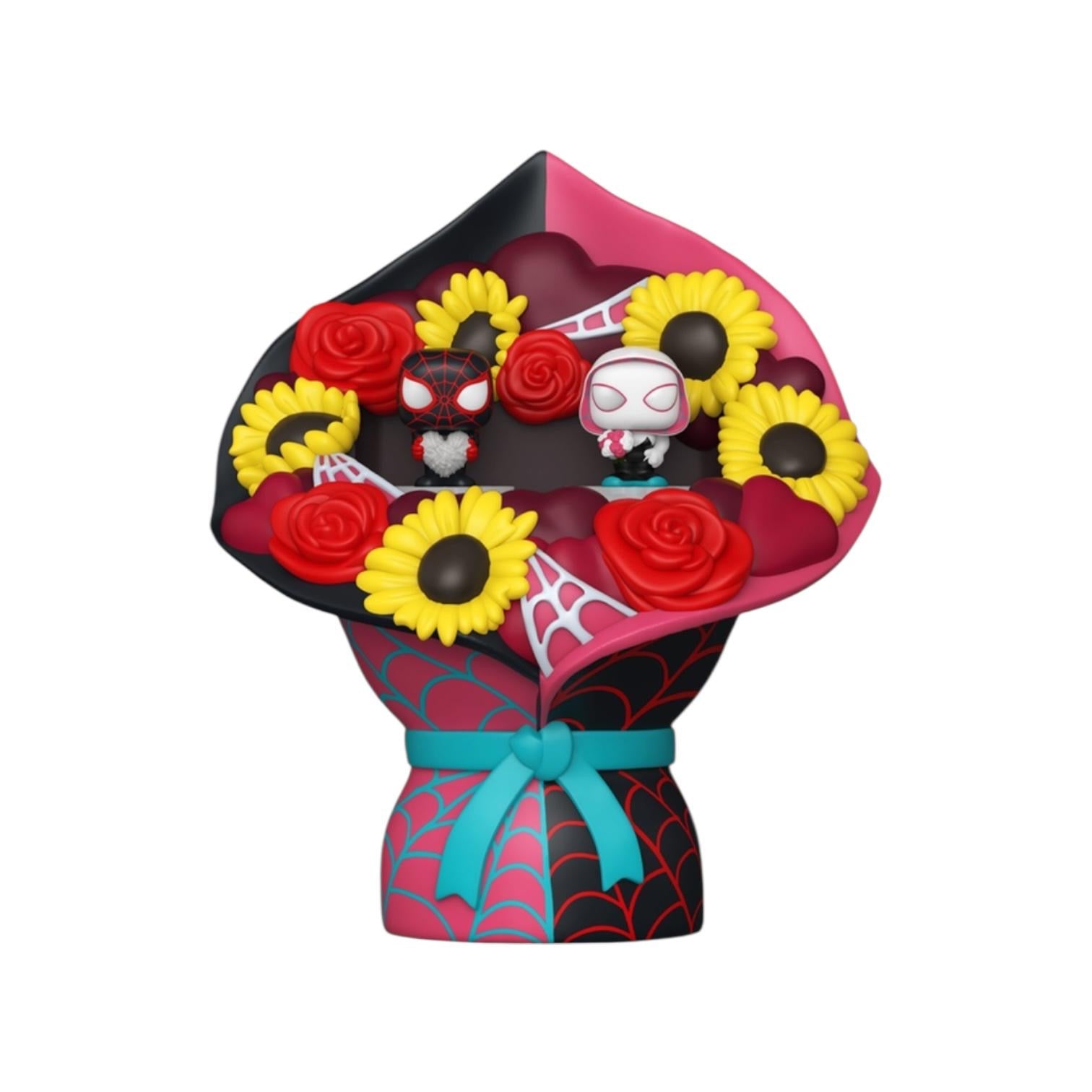 Decorative item resembling a bouquet with Spider-Man and other characters on a white background