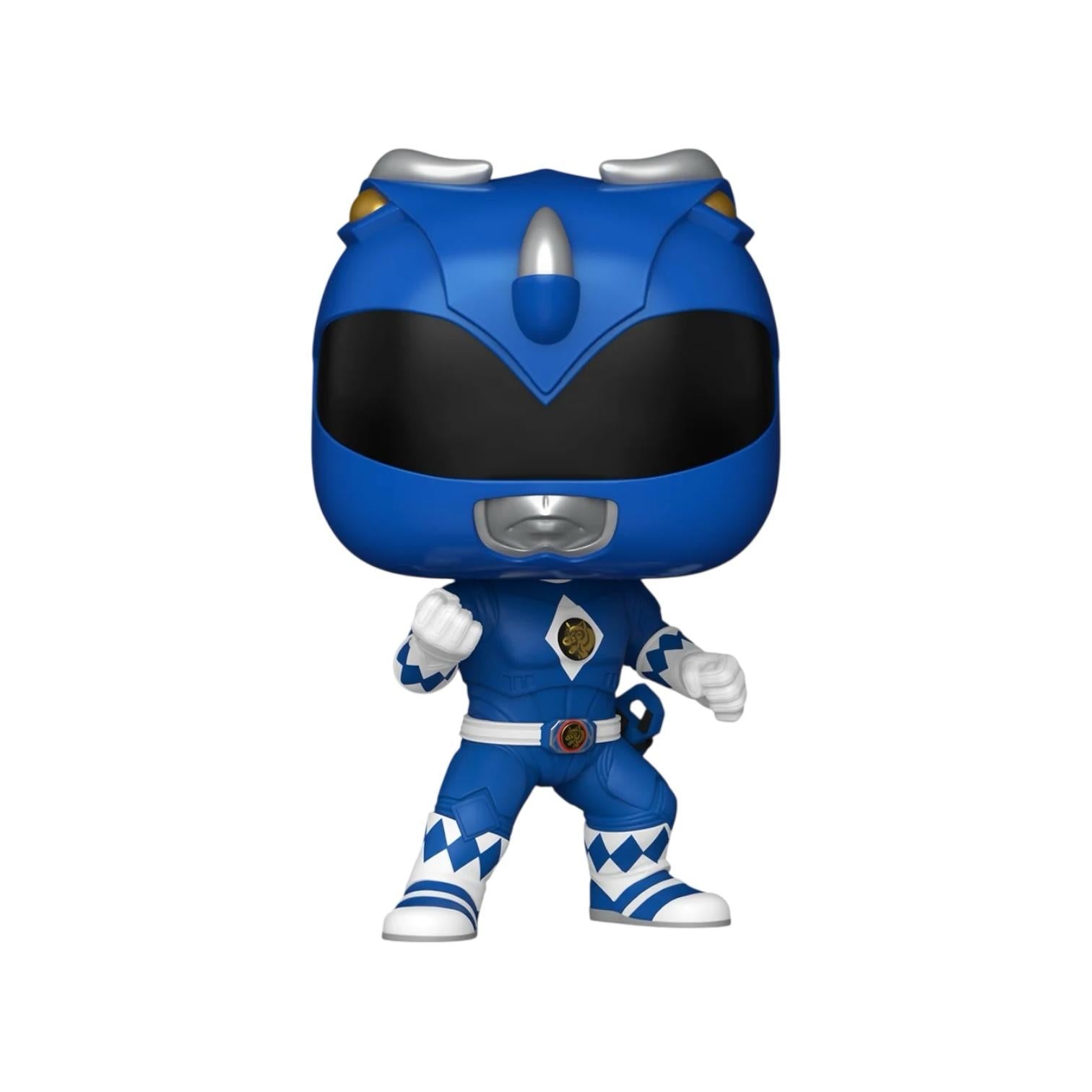 The Blue Power Ranger in his iconic blue suit in a ready to fight pose