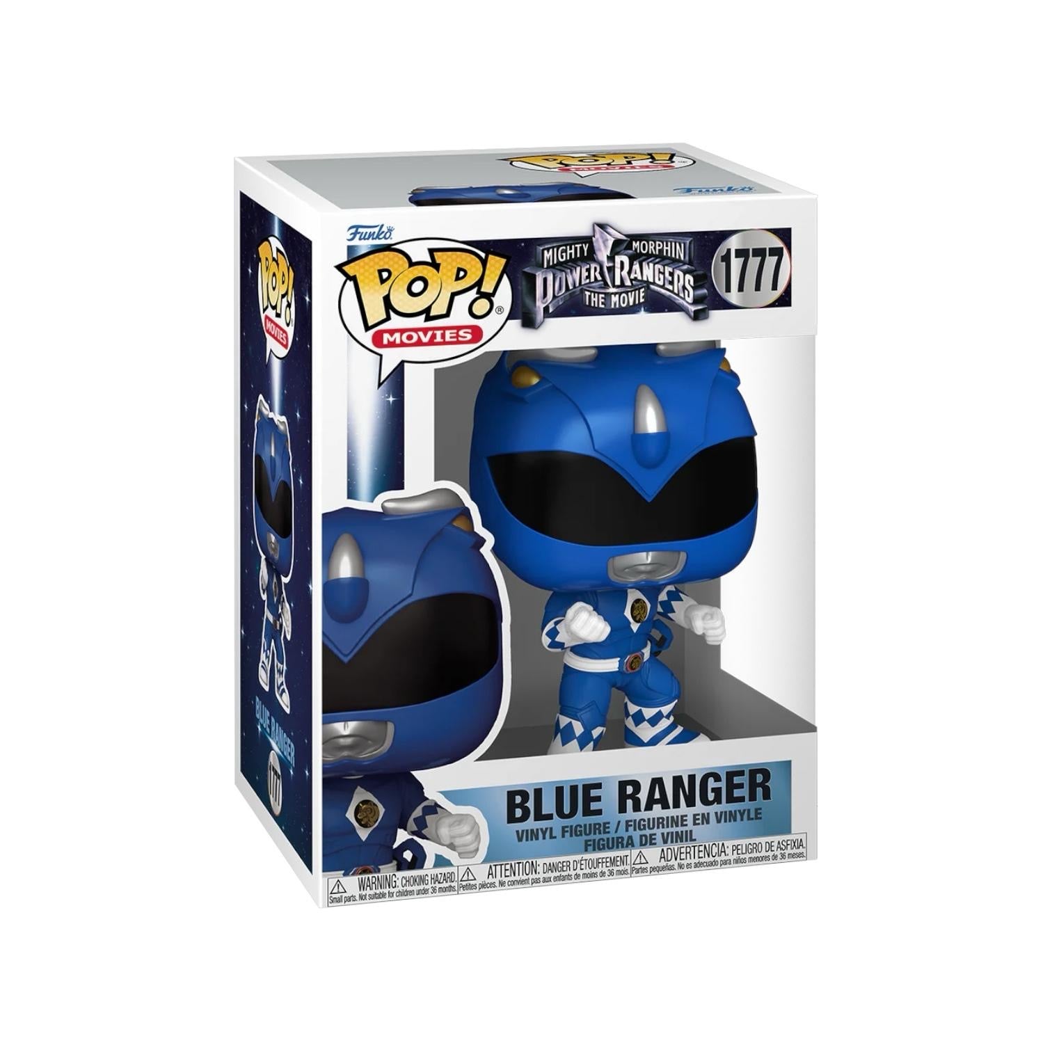 The Blue Power Ranger in his iconic blue suit in a ready to fight pose