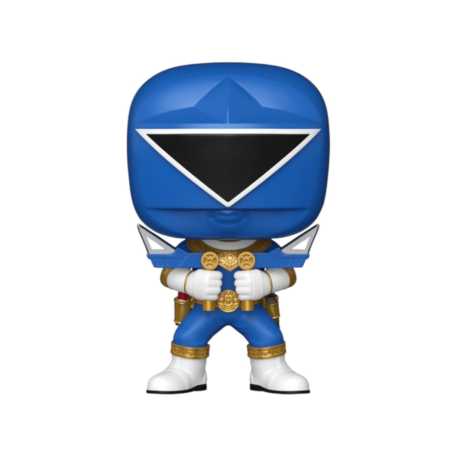 Blue Power Ranger figure on a white background