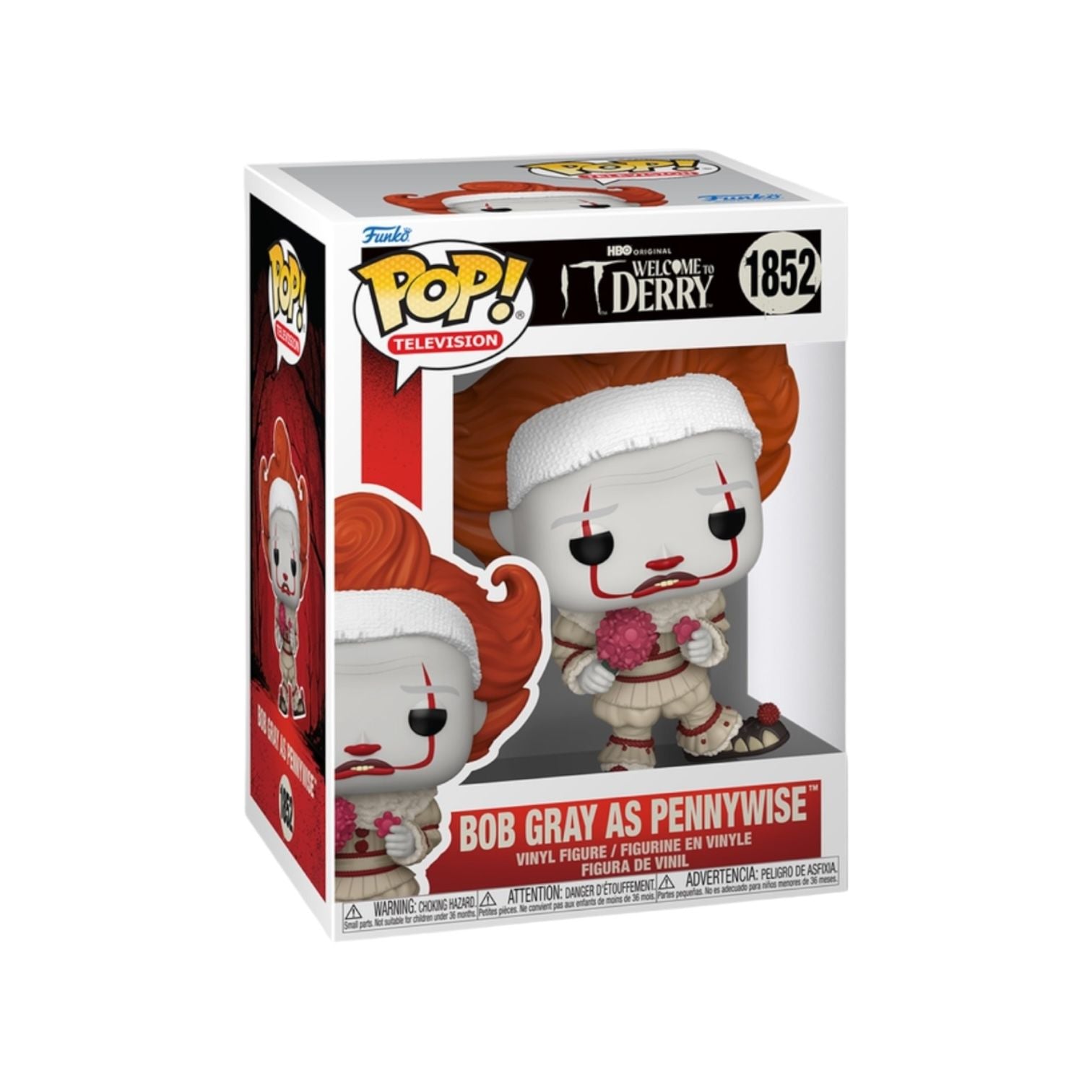 Funko Pop! vinyl figure packaging of Bob Gray as Pennywise from 'It'.