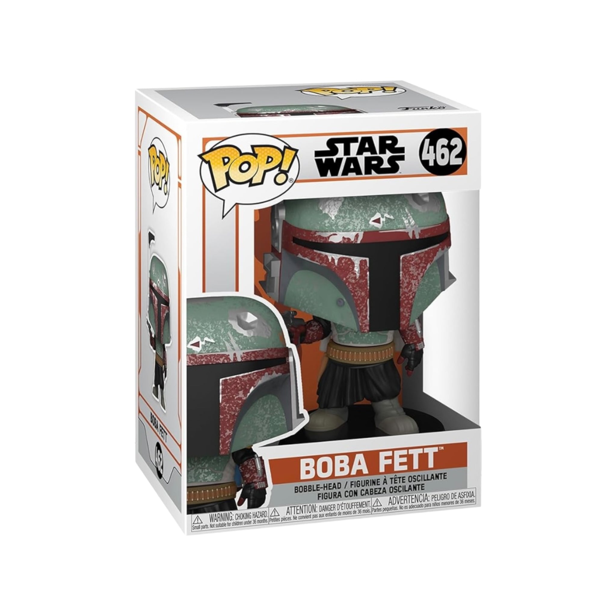 Boba Fett #462 Funko Pop! figure from Star Wars: The Mandalorian, showcasing the iconic bounty hunter in vibrant detail.