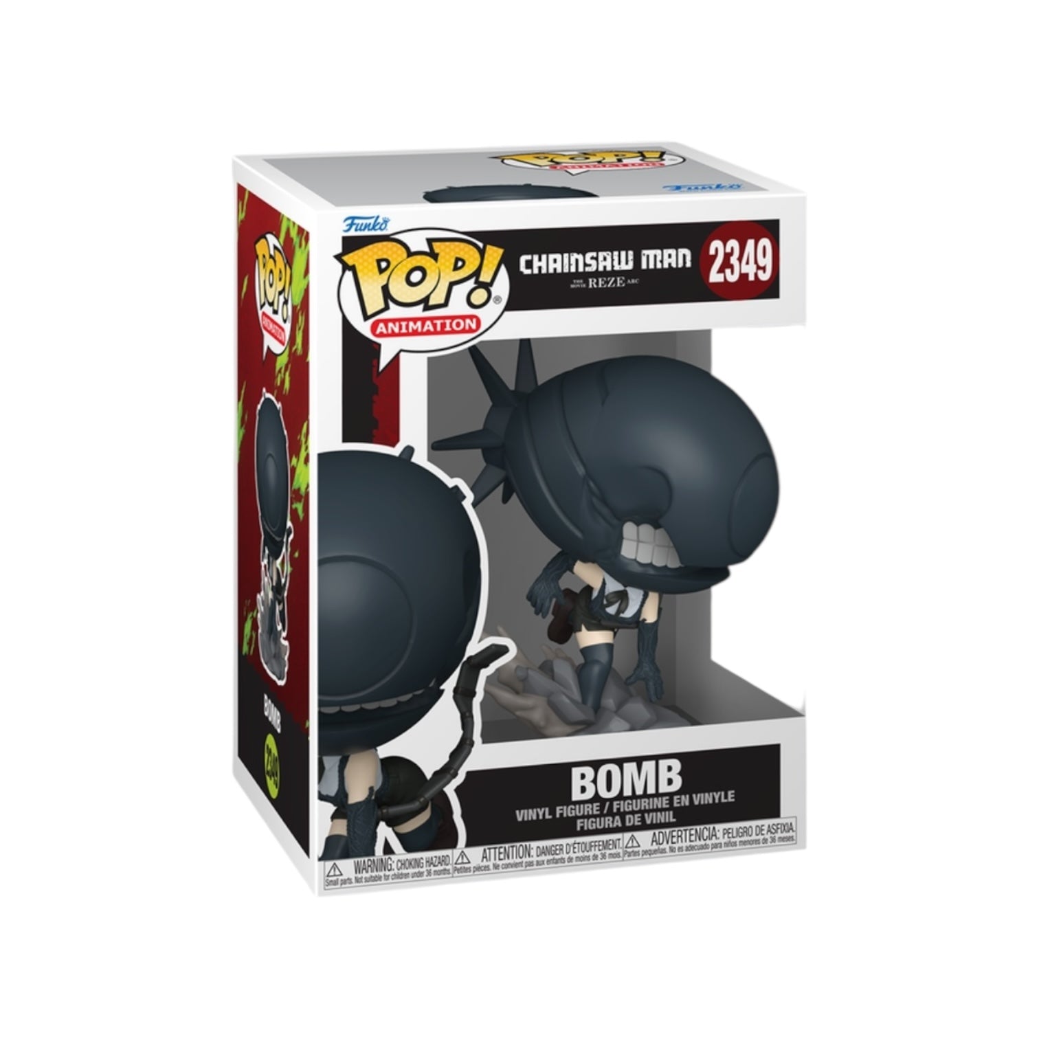 Funko Pop! vinyl figure packaging with 'Chainsaw Man' character 'Bomb'.