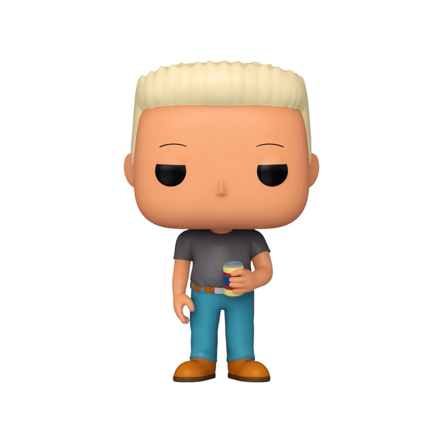 King of the Hill™ : Boomhauer, vinyl figure displaying him hold a can wearing blue jeans, and grey shirt