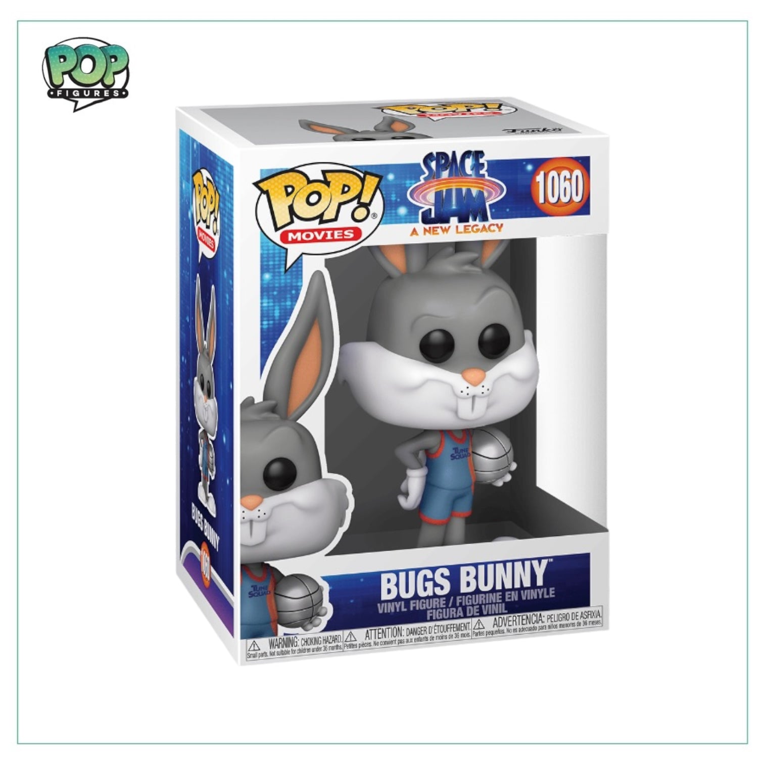 Bugs Bunny Funko Pop! #1060 from Space Jam: A New Legacy, featuring the beloved character in vibrant colors and detail.