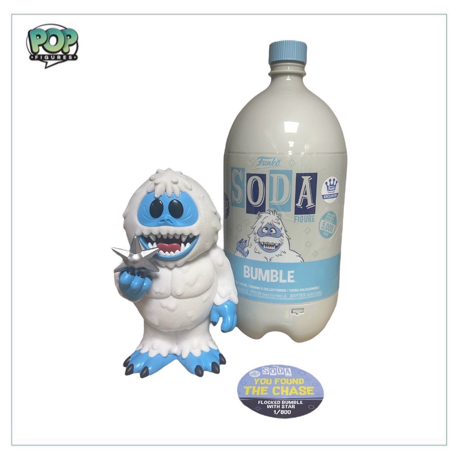 Funko Soda Bumble Flocked figure from Rudolph the Red-Nosed Reindeer, exclusive with star, limited to 800 pieces.
