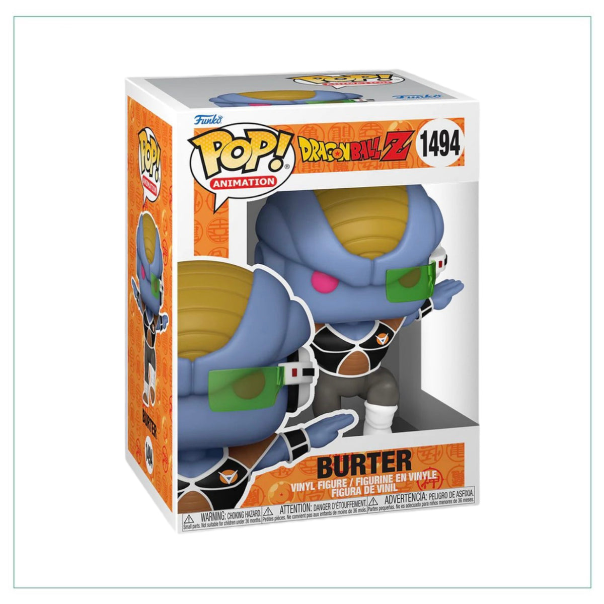 Burter #1494 Funko Pop! figure from Dragon Ball Z, showcasing the character in vibrant colors and a dynamic pose.