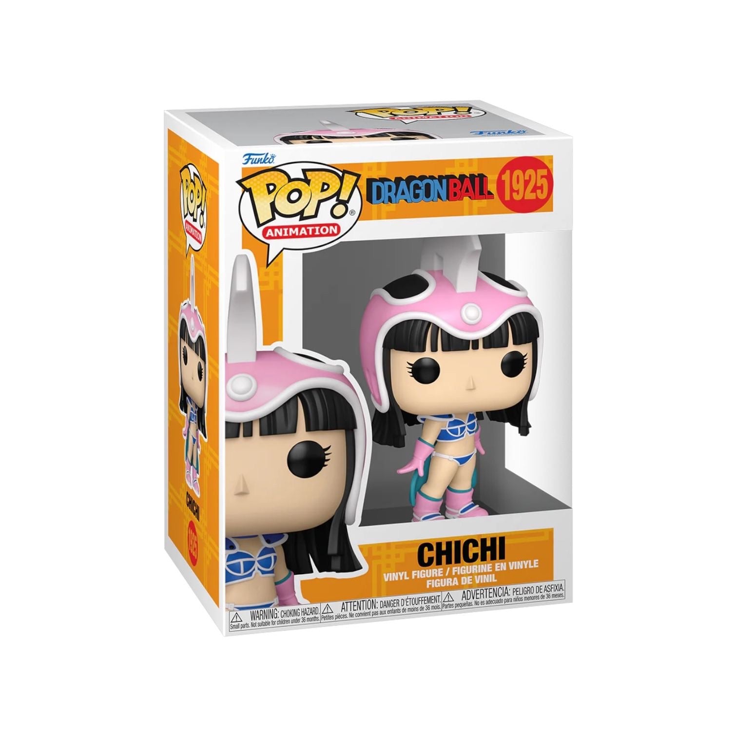 Chichi 1925 funko pop Adorable little chichi from dragonball in her blue attire with a pink helmey , boots and gloves.