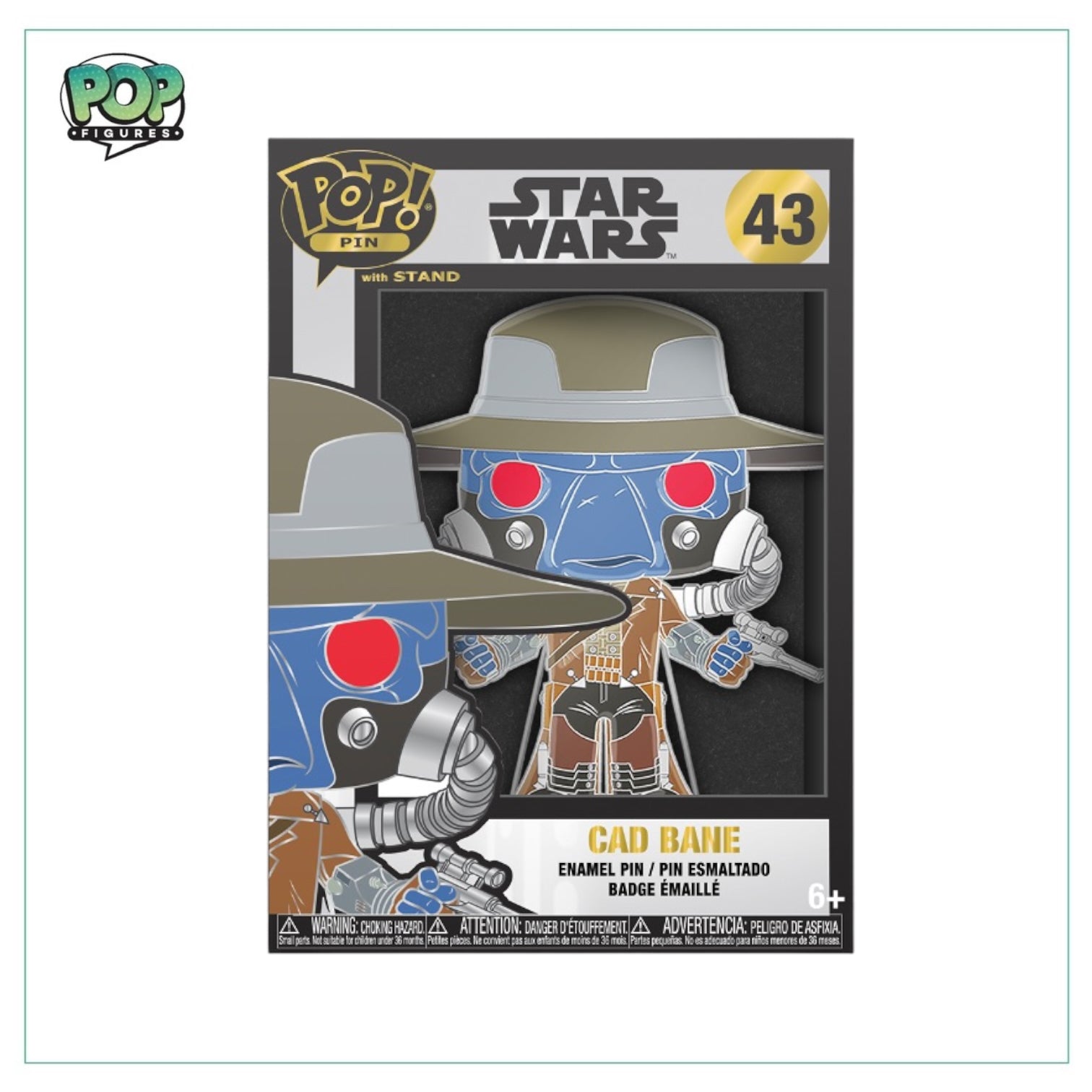 Enamel pin featuring Cad Bane #43 from Star Wars, with a potential chance of receiving a rare chase variant.