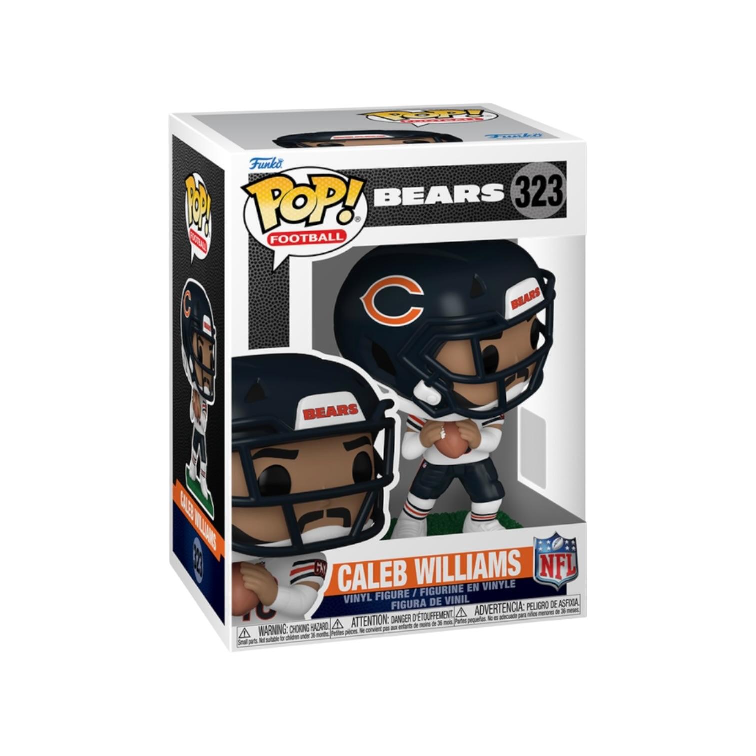 Funko Pop! vinyl figure packaging for a Chicago Bears player with helmet and jersey.