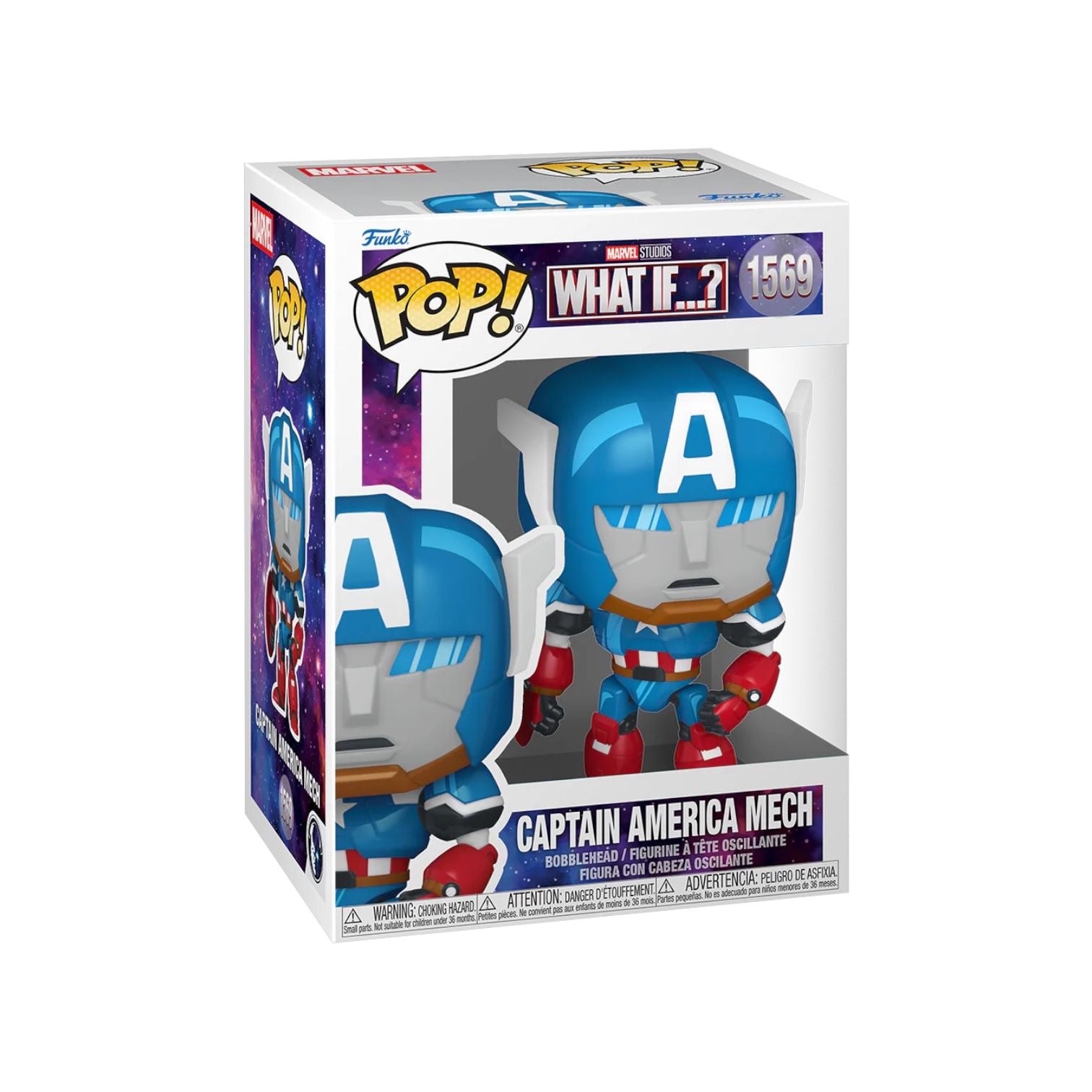 Funko Pop! Captain America Mech figure in packaging on a white background