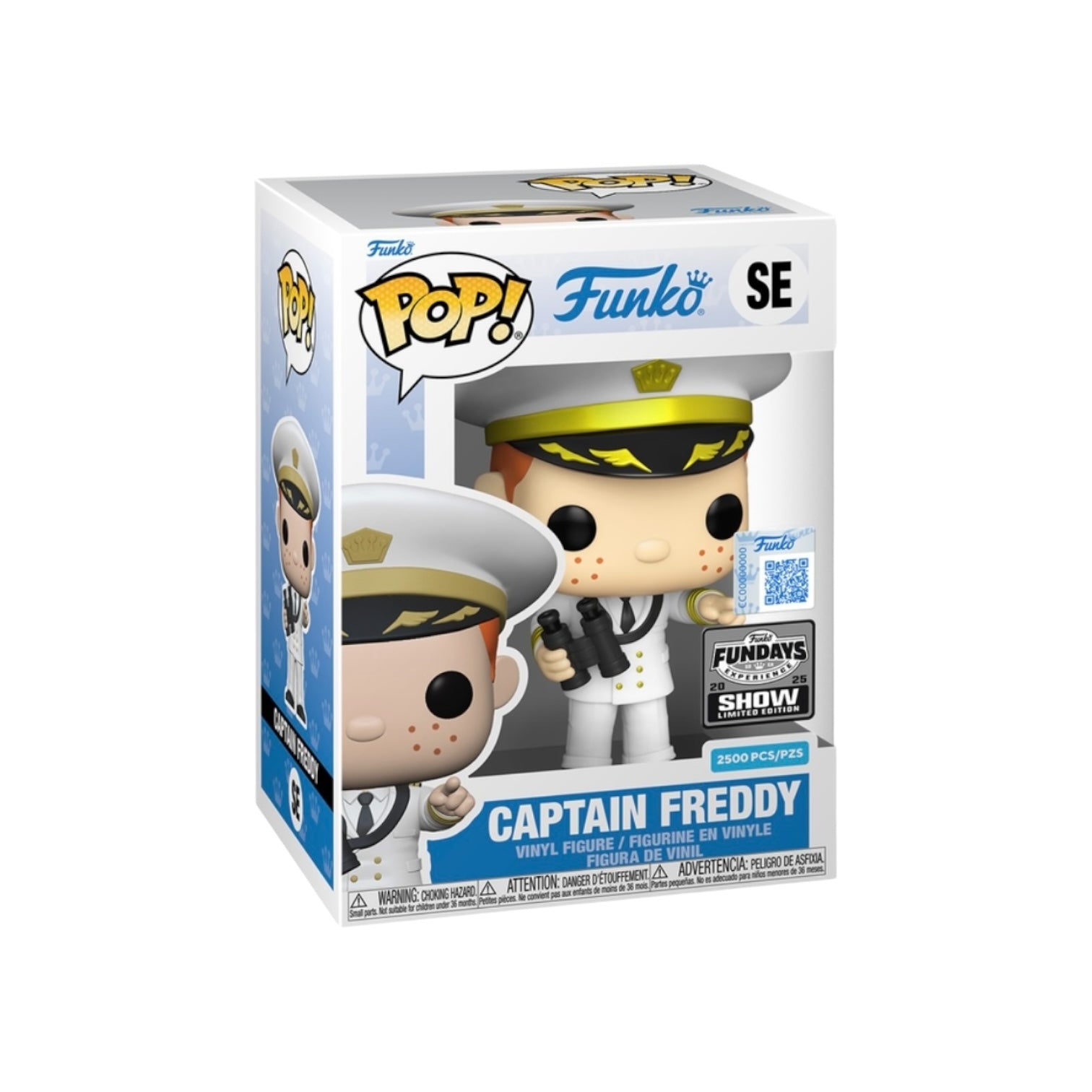 Funko Pop! Captain Freddy figure packaging on a white background