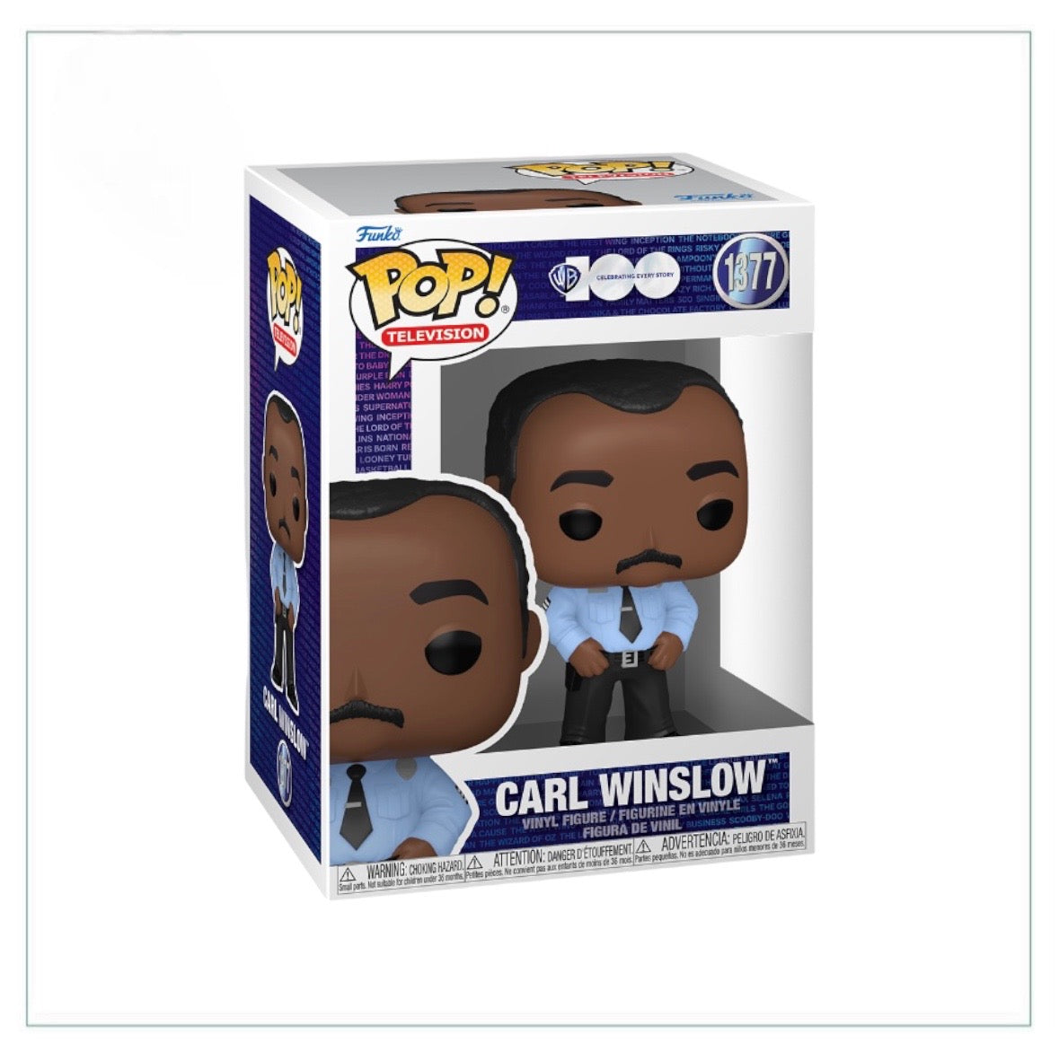 Funko Pop! of Carl Winslow from Family Matters, featuring his classic police uniform and friendly smile.