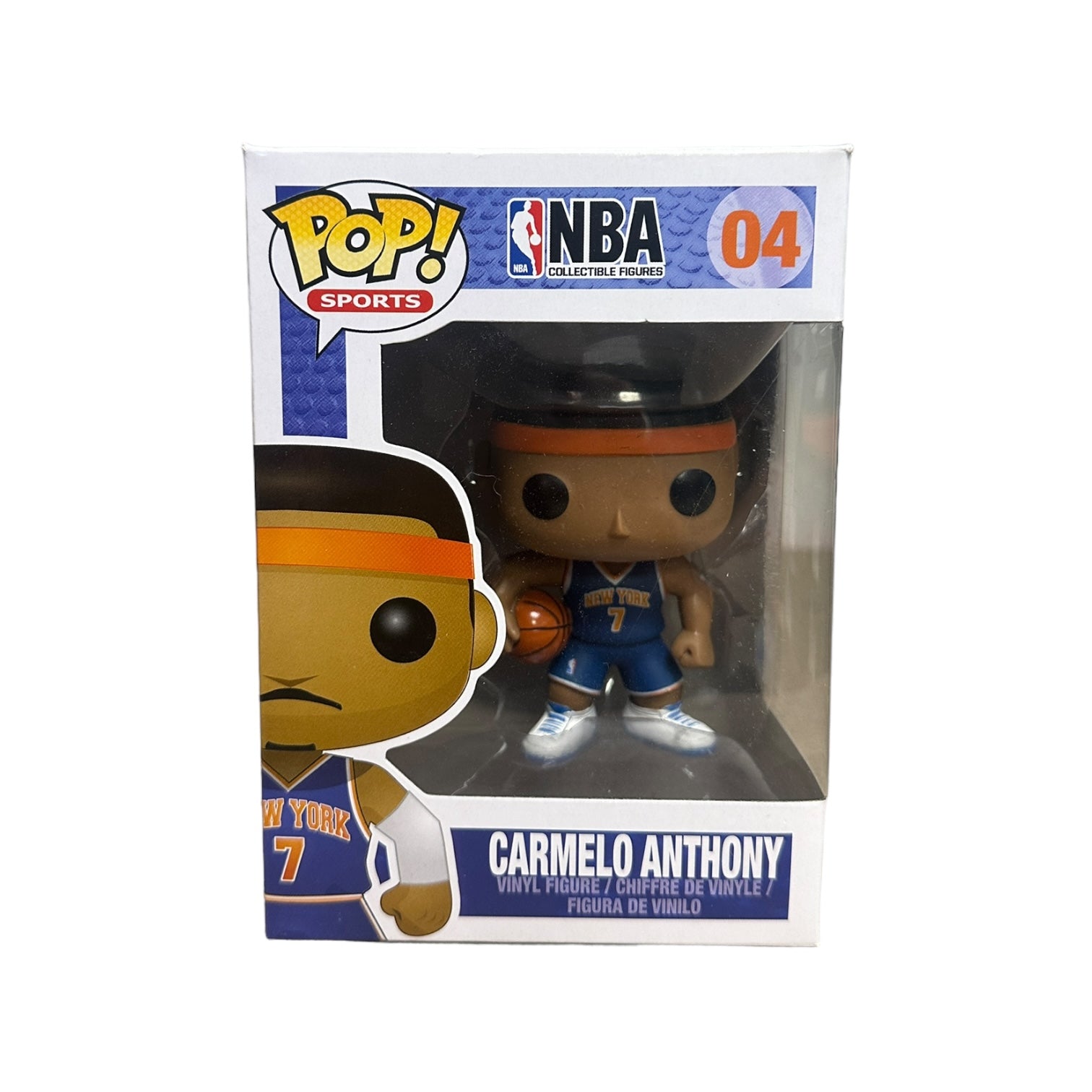 Carmelo Anthony #04 Funko Pop! from NBA, 2012 release, rated 6.5/10. Perfect for fans and collectors alike!
