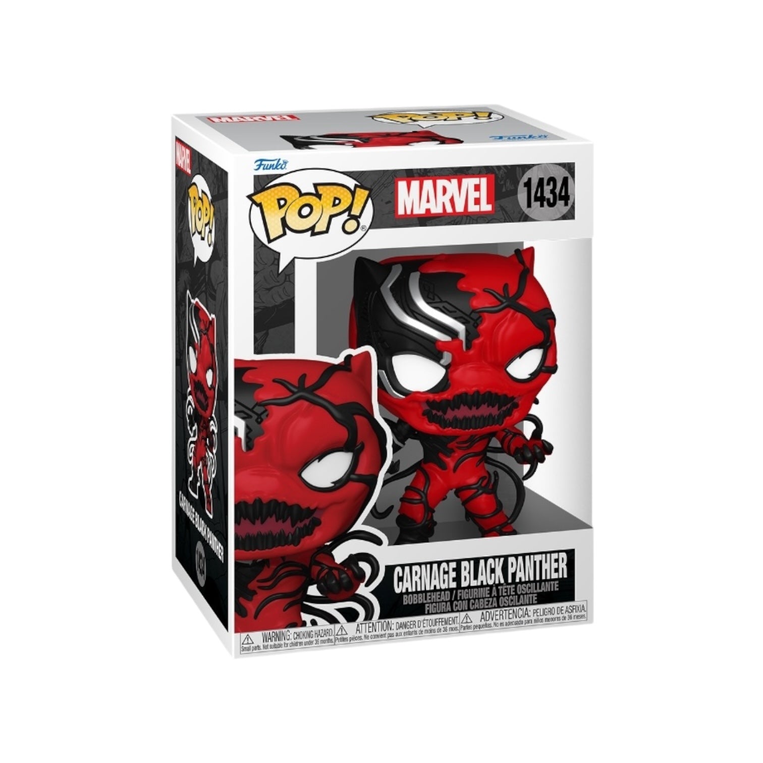 Marvel's Carnage Black Panther #1434 Funko Pop! figure, showcasing vibrant colors and intricate details.