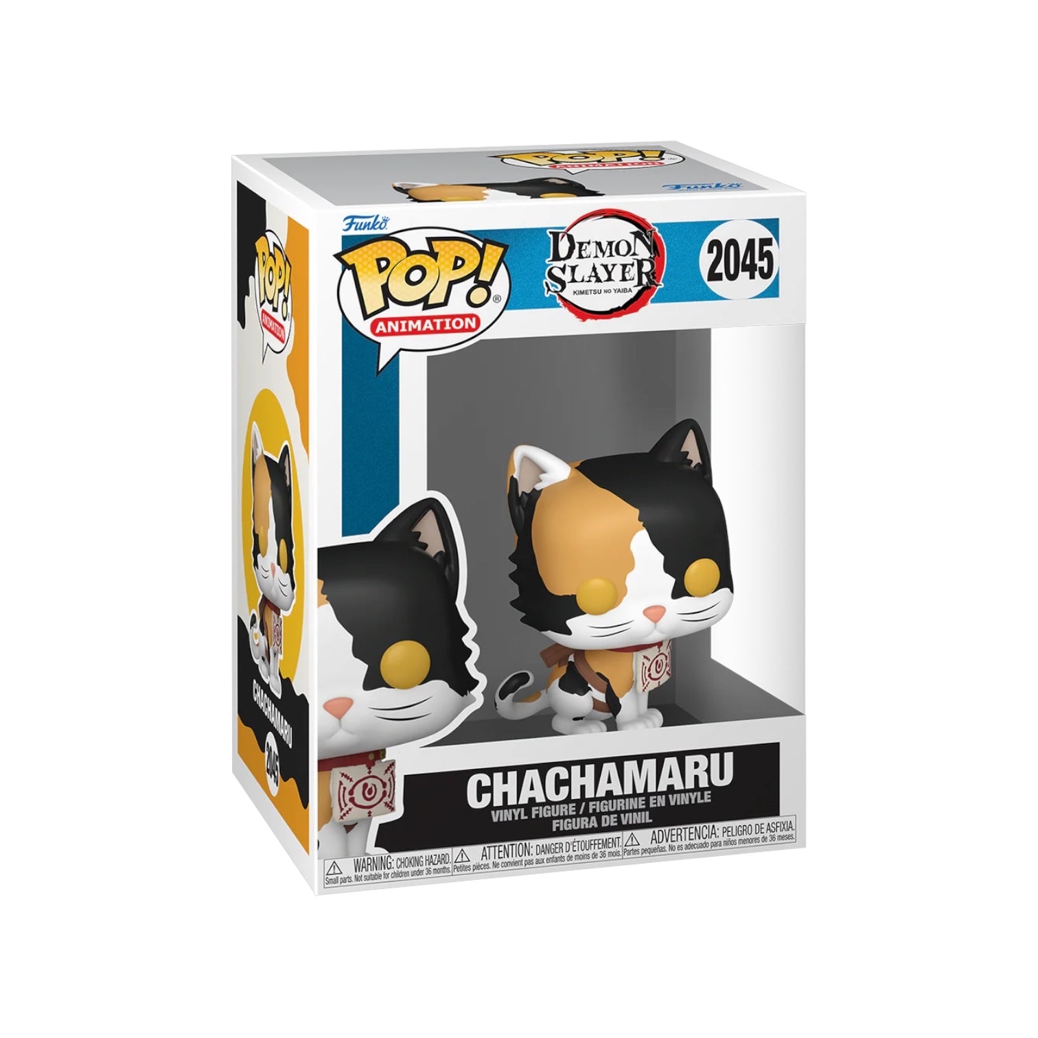 Funko Pop! vinyl figure packaging for Chachamaru from Demon Slayer on a white background