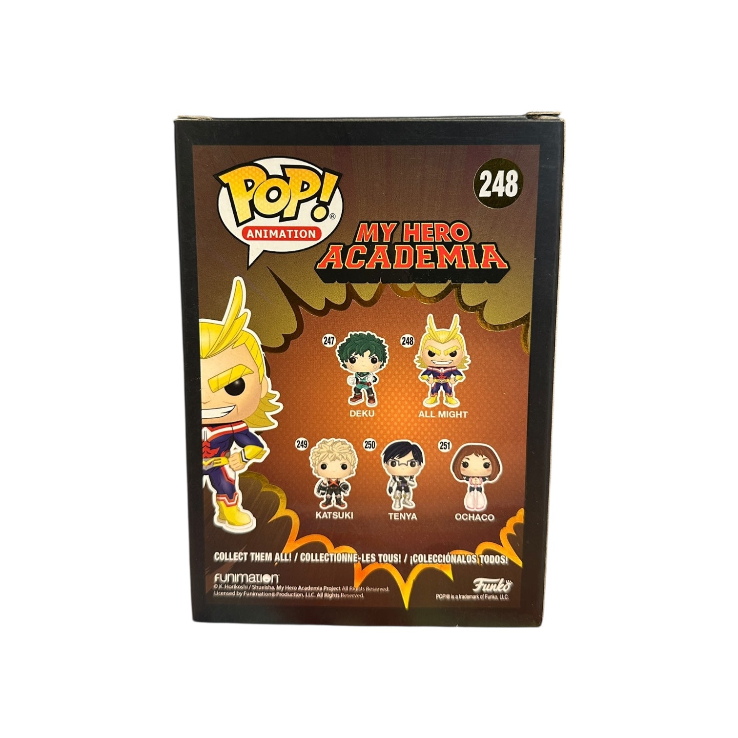 Christopher Sabat Signed All Might #248 (Silver Chrome) Funko Pop! - My Hero Academia - Funimation Exclusive Back