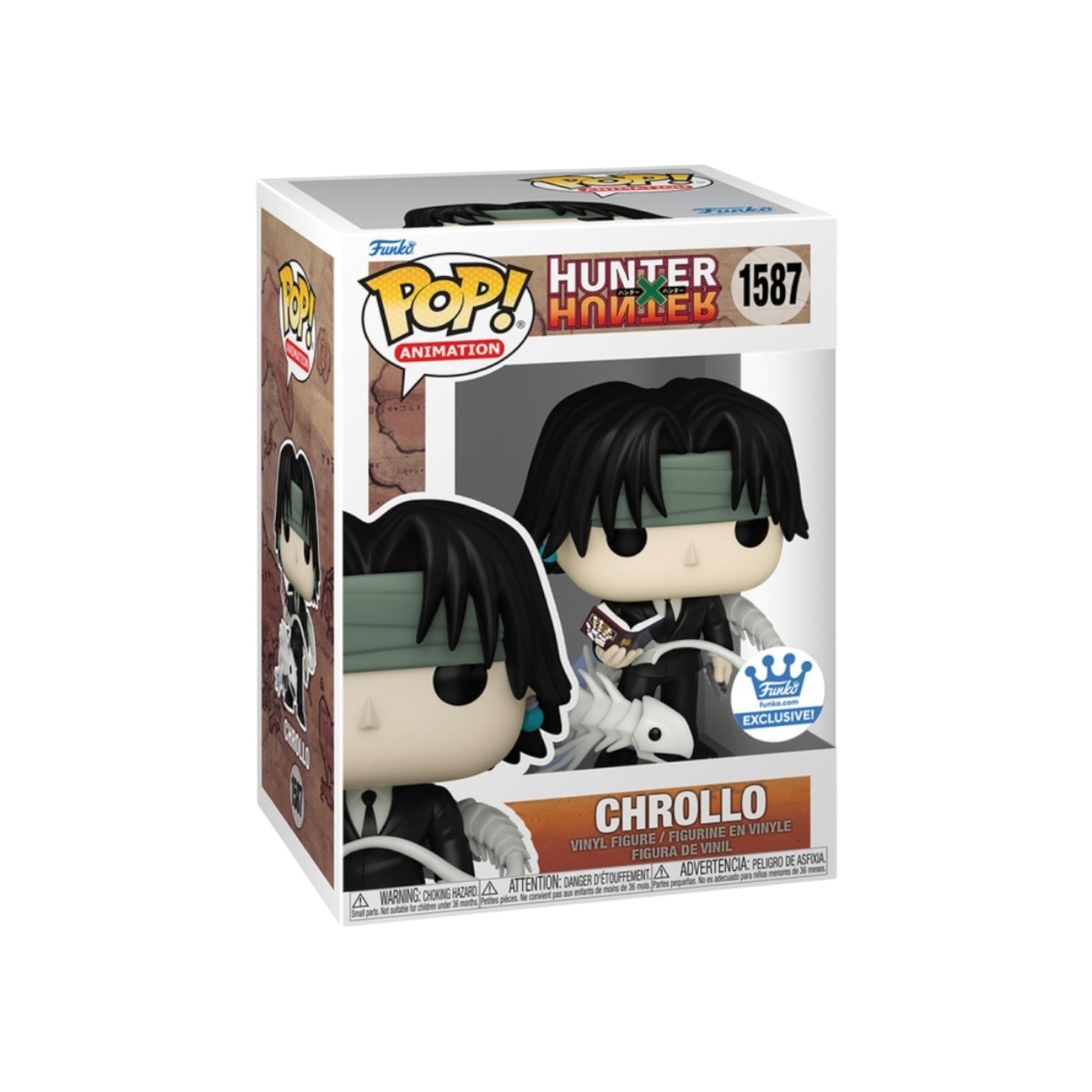 Funko Pop! Chrollo figure in packaging with Hunter x Hunter branding