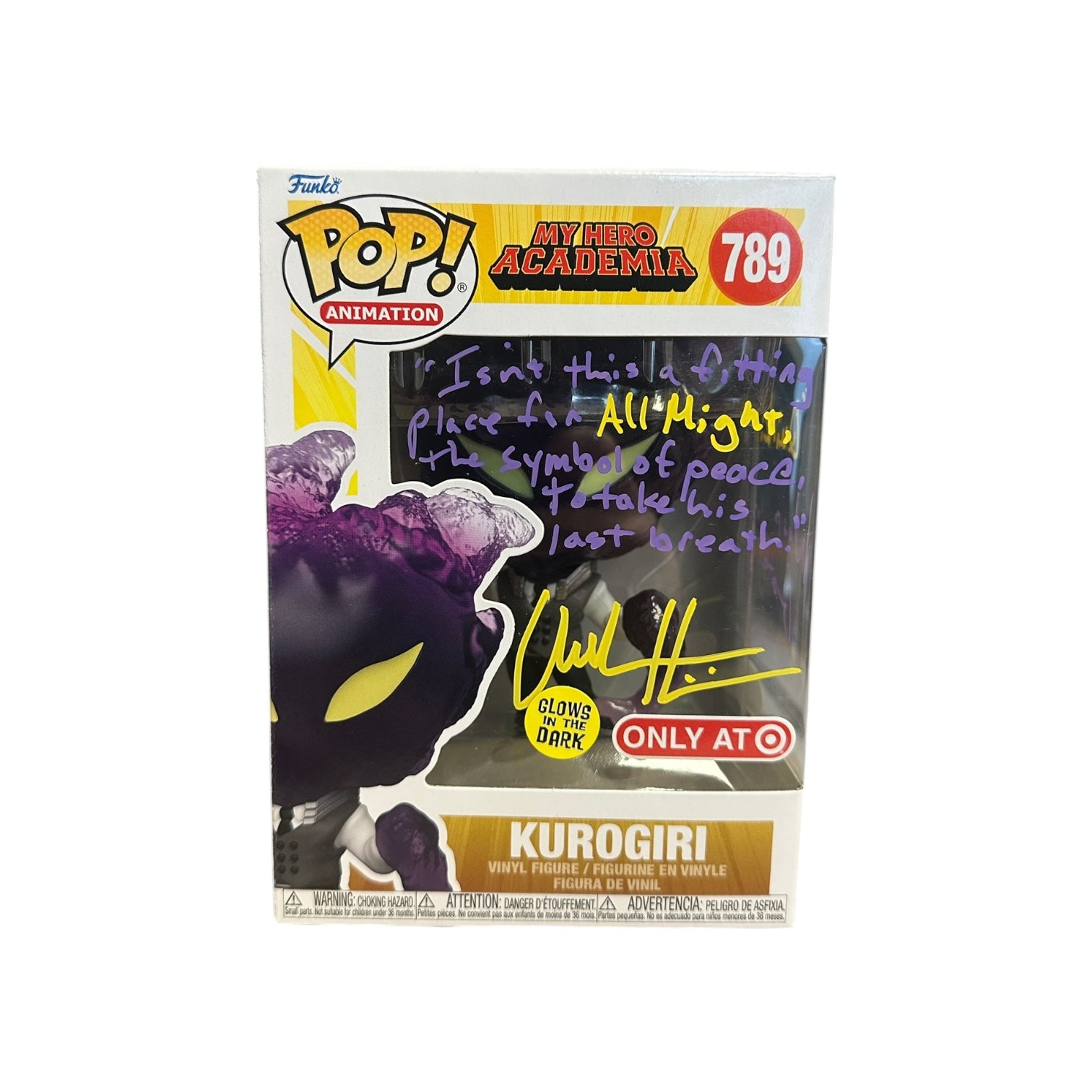 Chuck Huber Signed Kurogiri #789 (Glows in the Dark) Funko Pop! - My Hero Academia - Target Exclusive Front