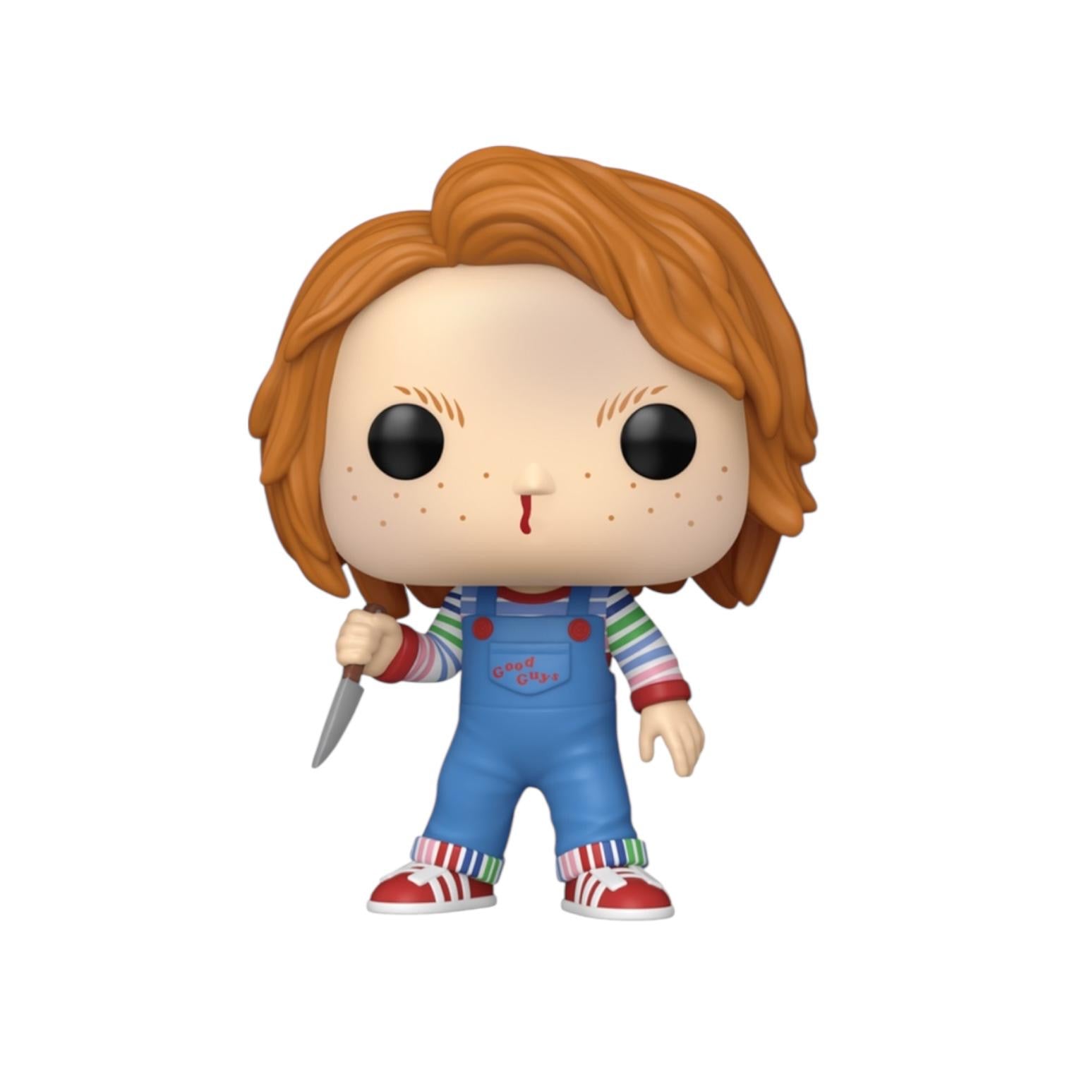 Funko Pop! vinyl figure of a character with red hair, blue overalls, and holding a knife on a white background