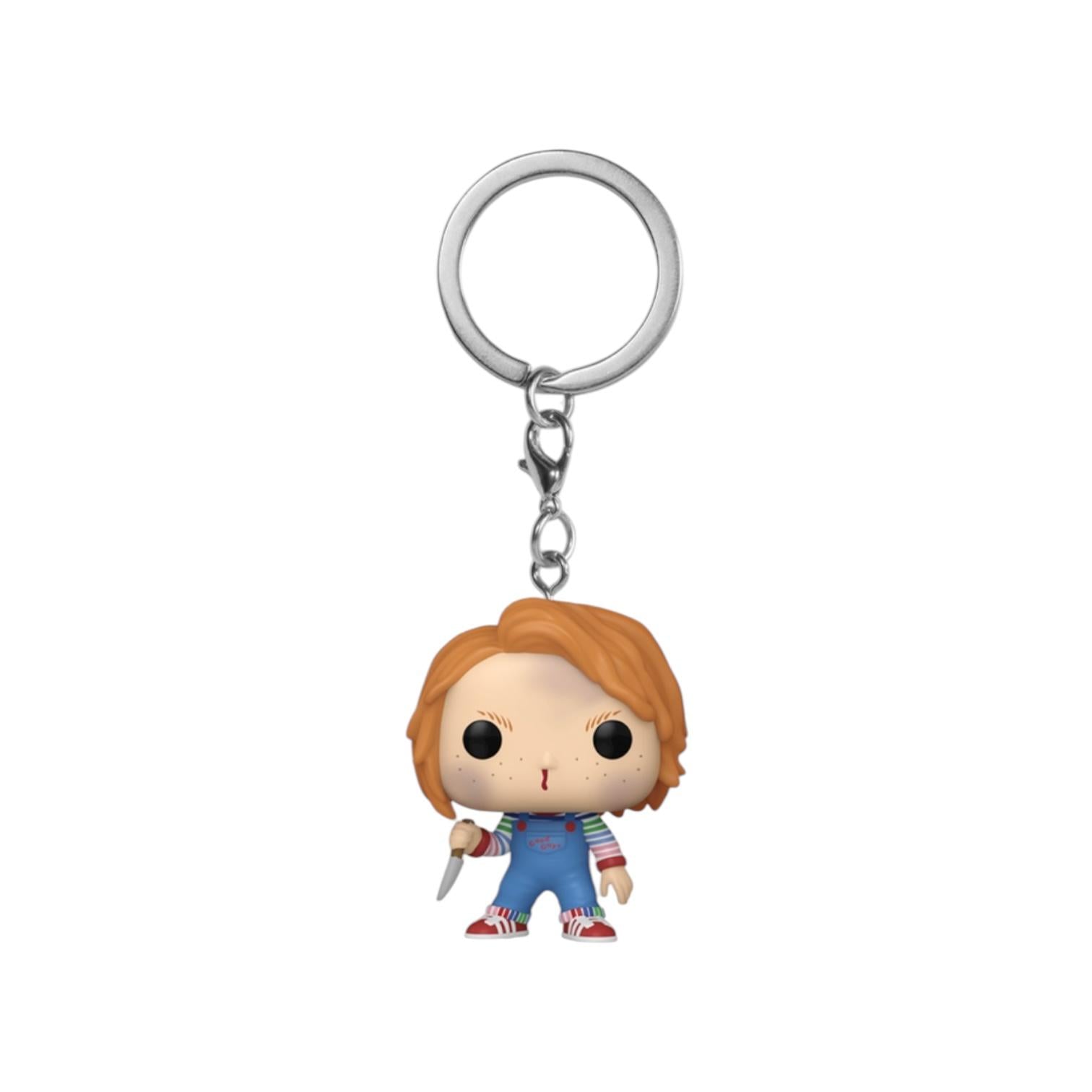 Keychain with a character holding a knife on a white background
