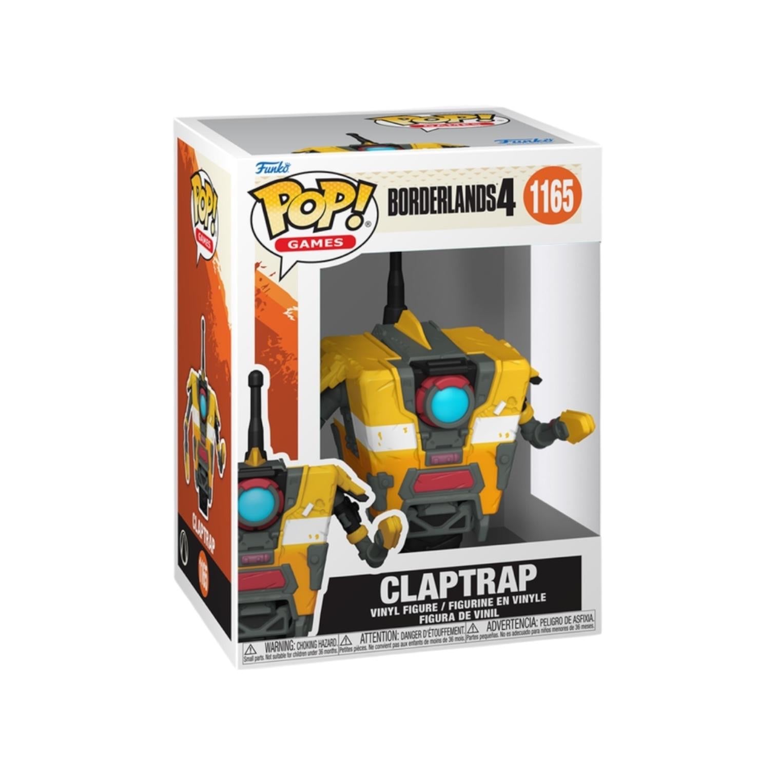 Funko Pop! Claptrap figure packaging from Borderlands 4 on a white background