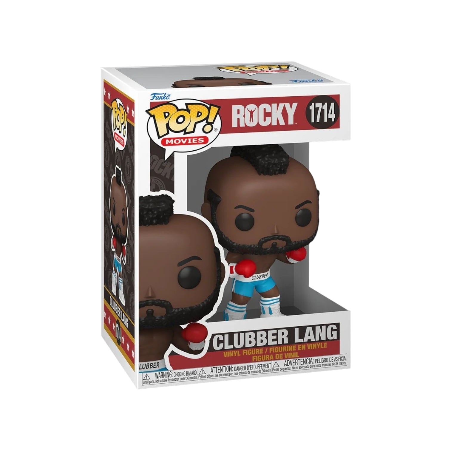 Clubber Lang wearing his blue boxing shorts with white detail to match his Shoes whit red boxing gloves